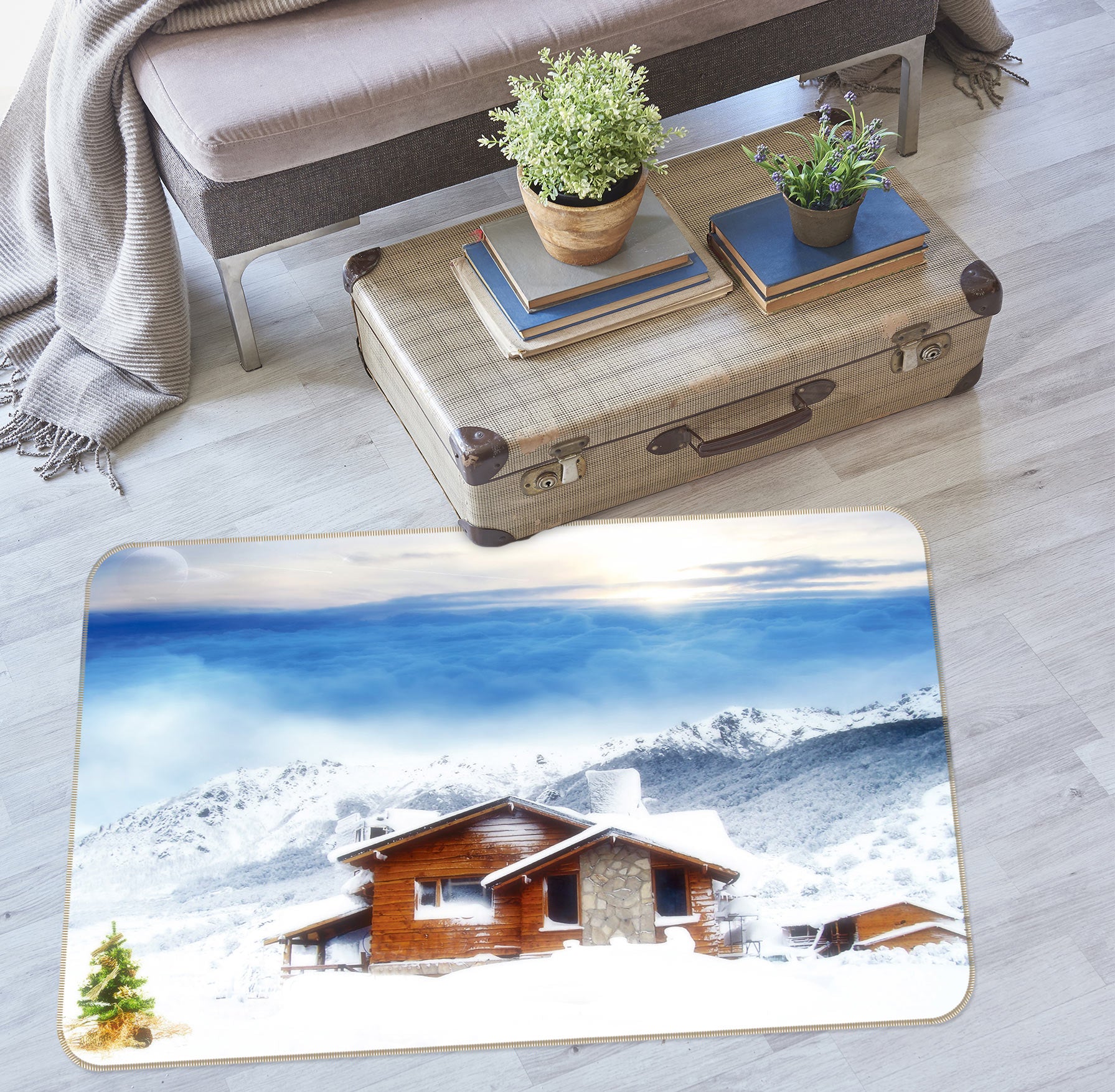 3D House In Snow 75171 Non Slip Rug Mat