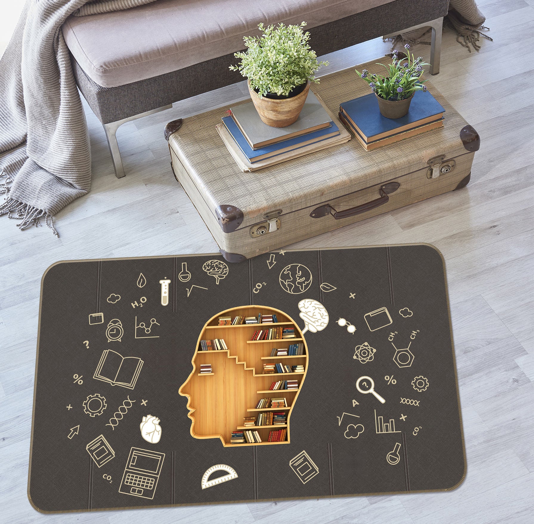 3D Bookshelf 77043 Non Slip Rug Mat