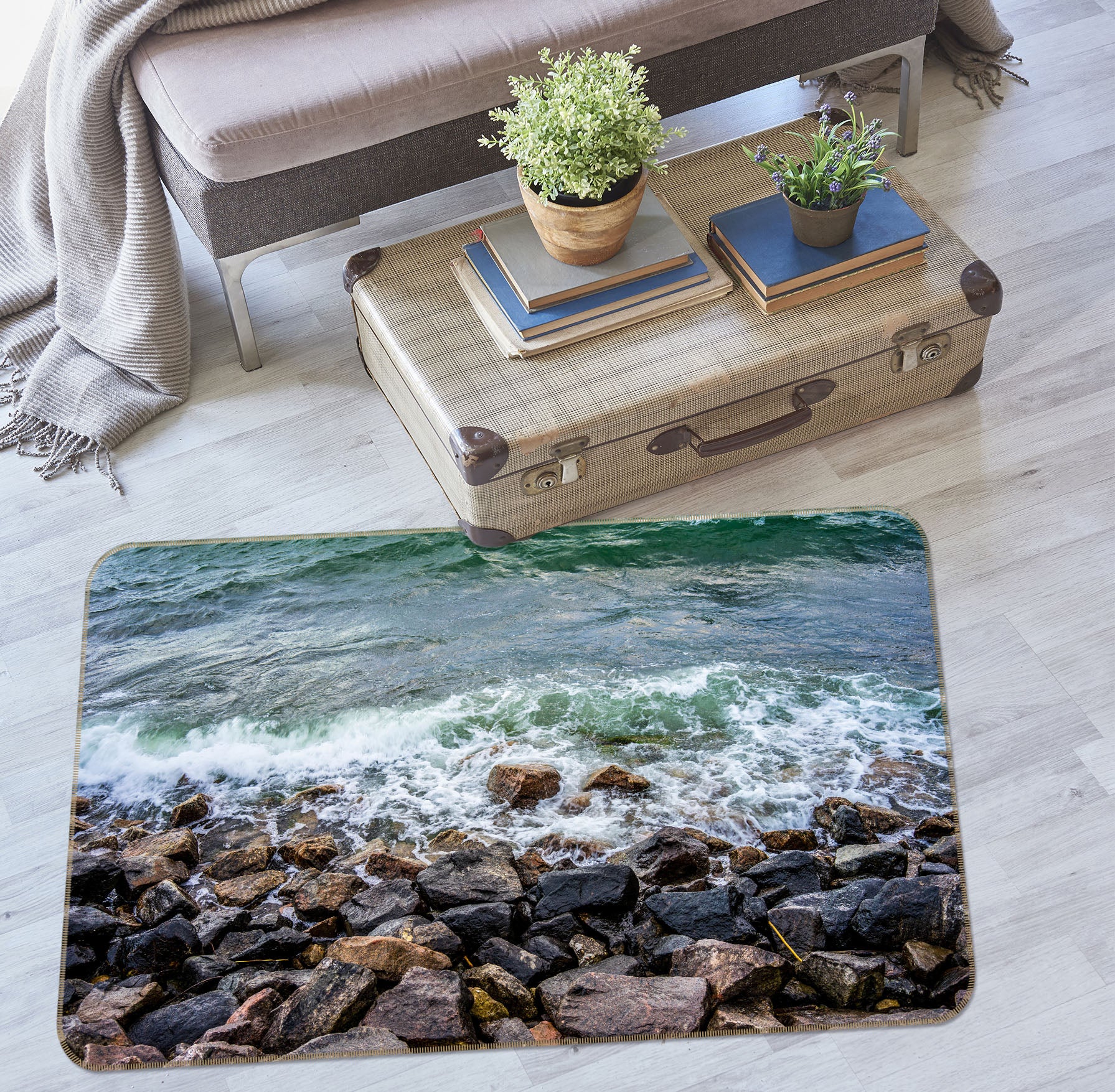 3D Seaside Stones 29187 Non Slip Rug Mat