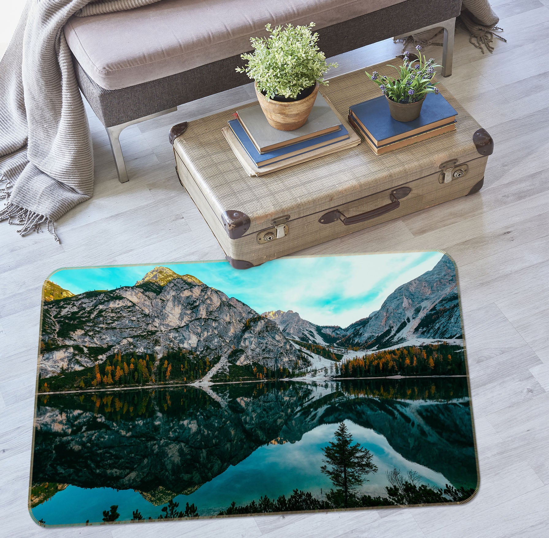 3D Mountain Lake 65101 Non Slip Rug Mat