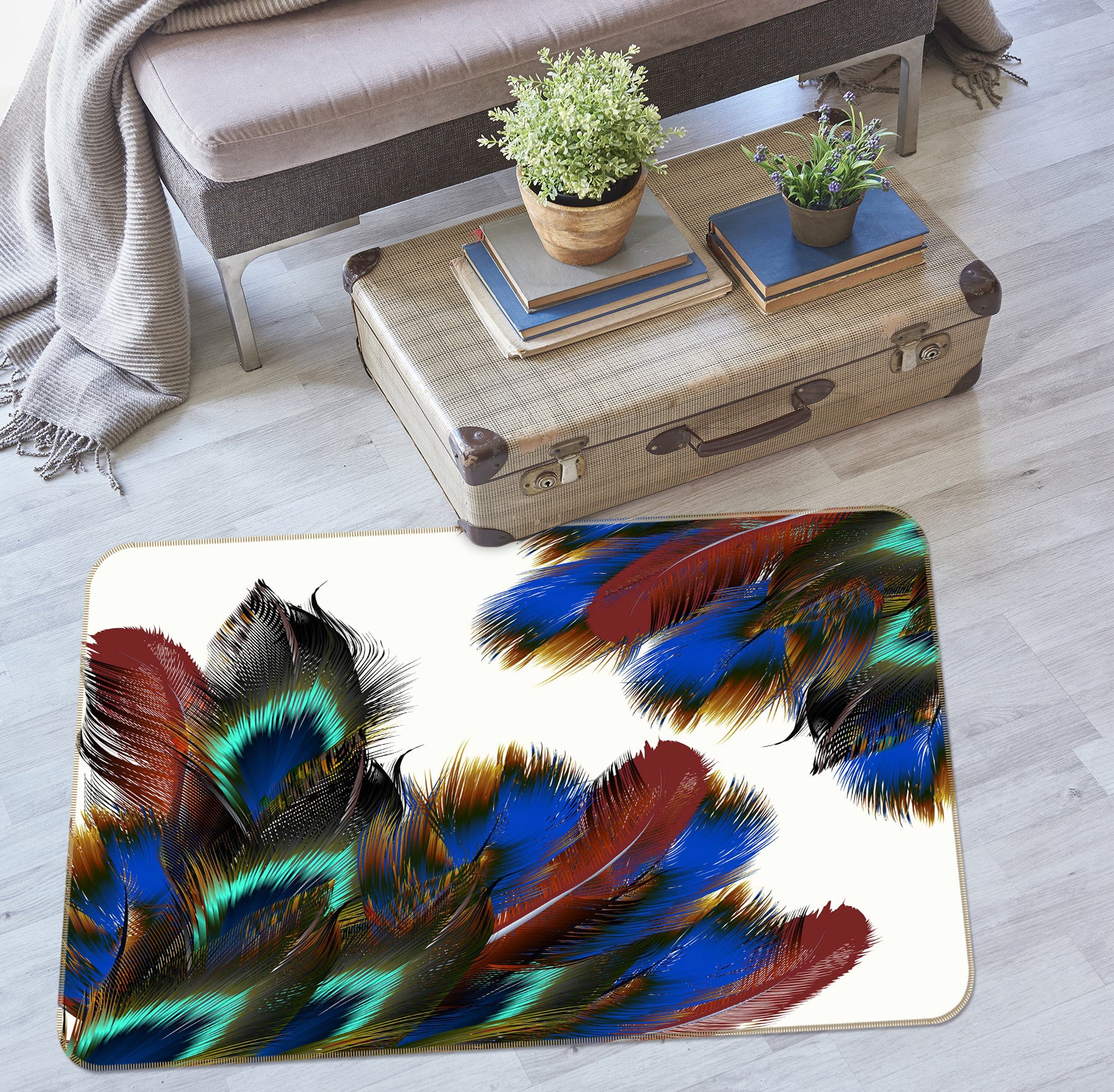 3D Feather 37042 Non Slip Rug Mat