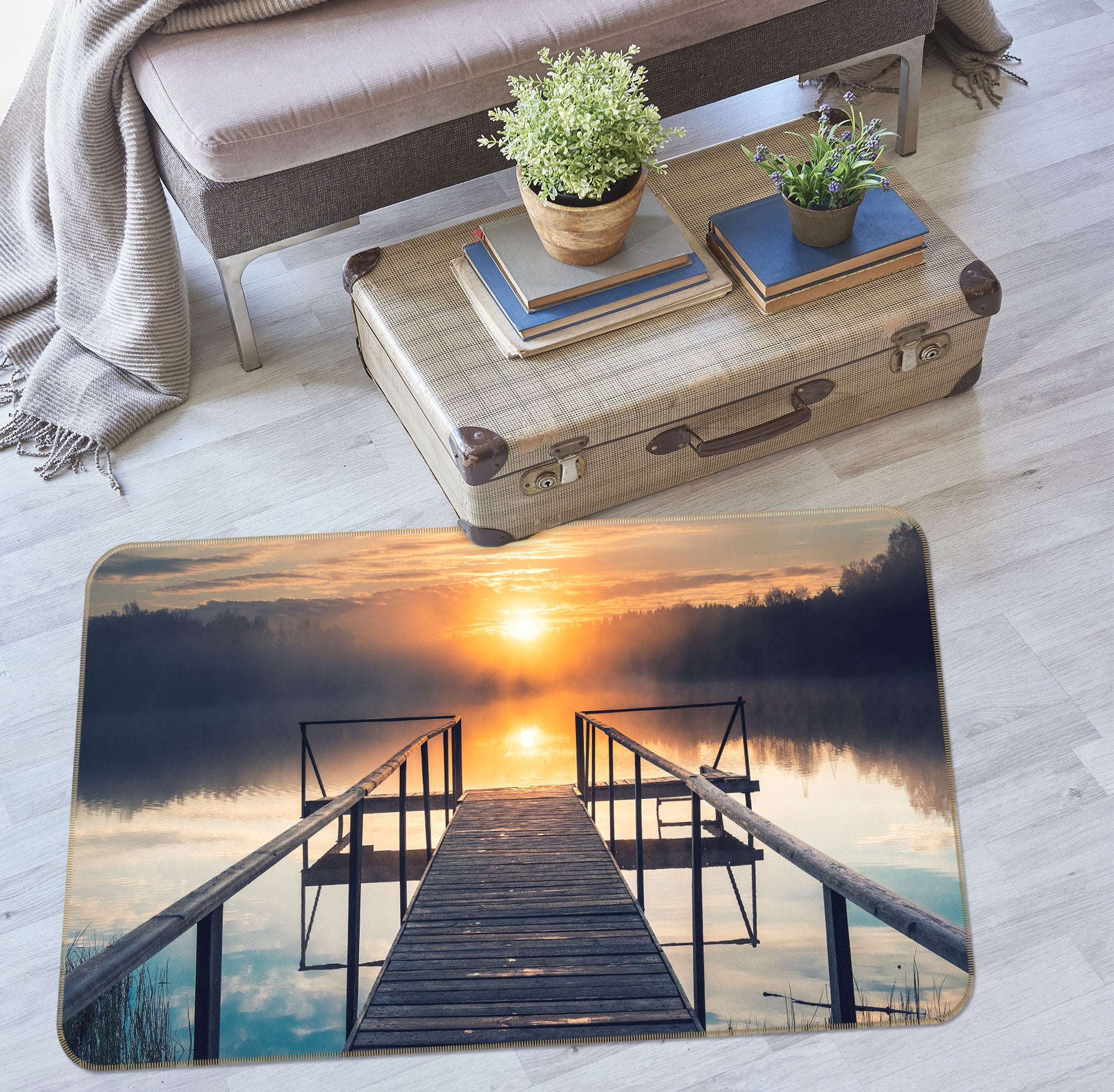 3D Lake Bridge Gallery 29123 Non Slip Rug Mat