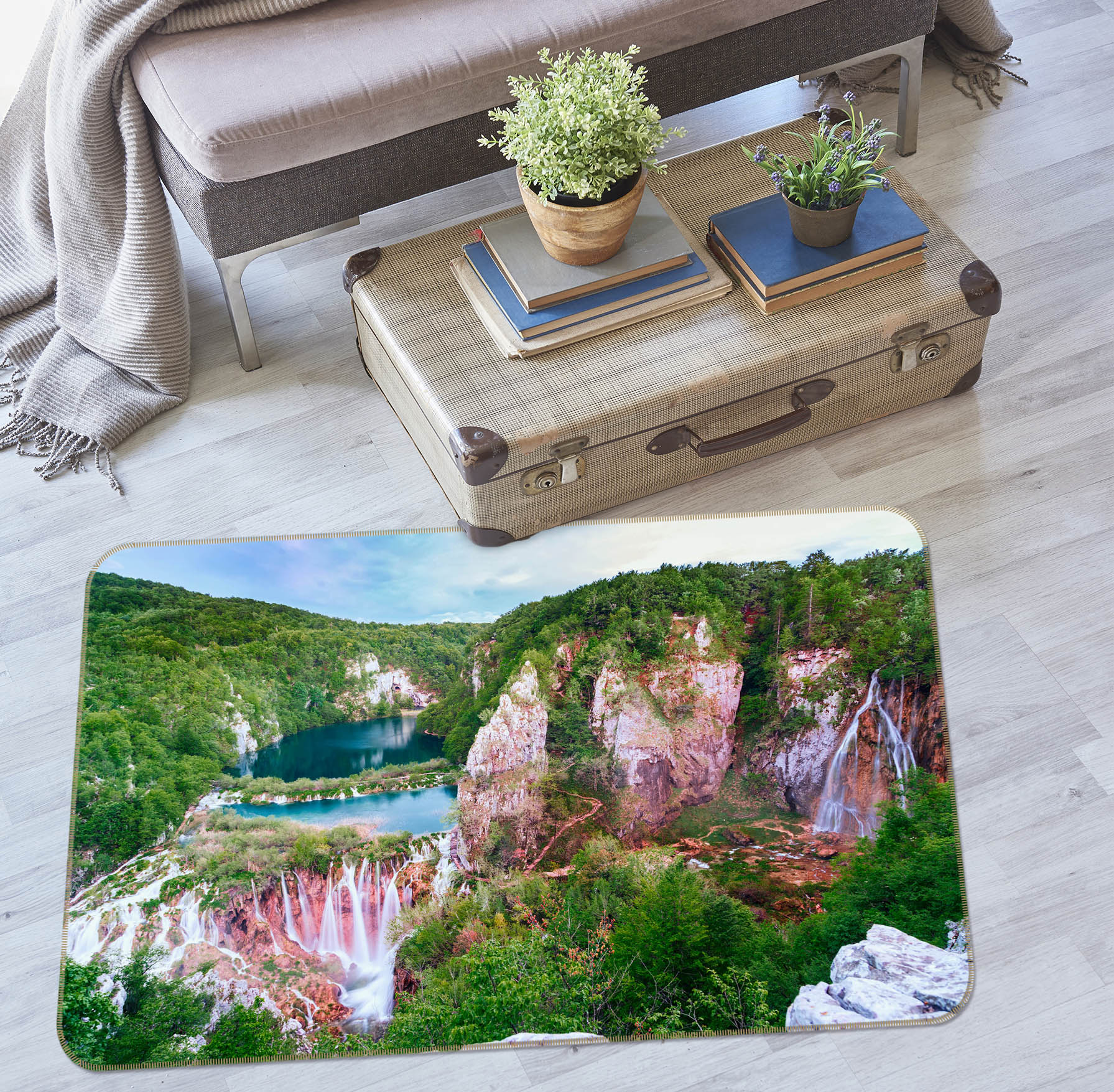 3D Mountains Rivers 27129 Non Slip Rug Mat