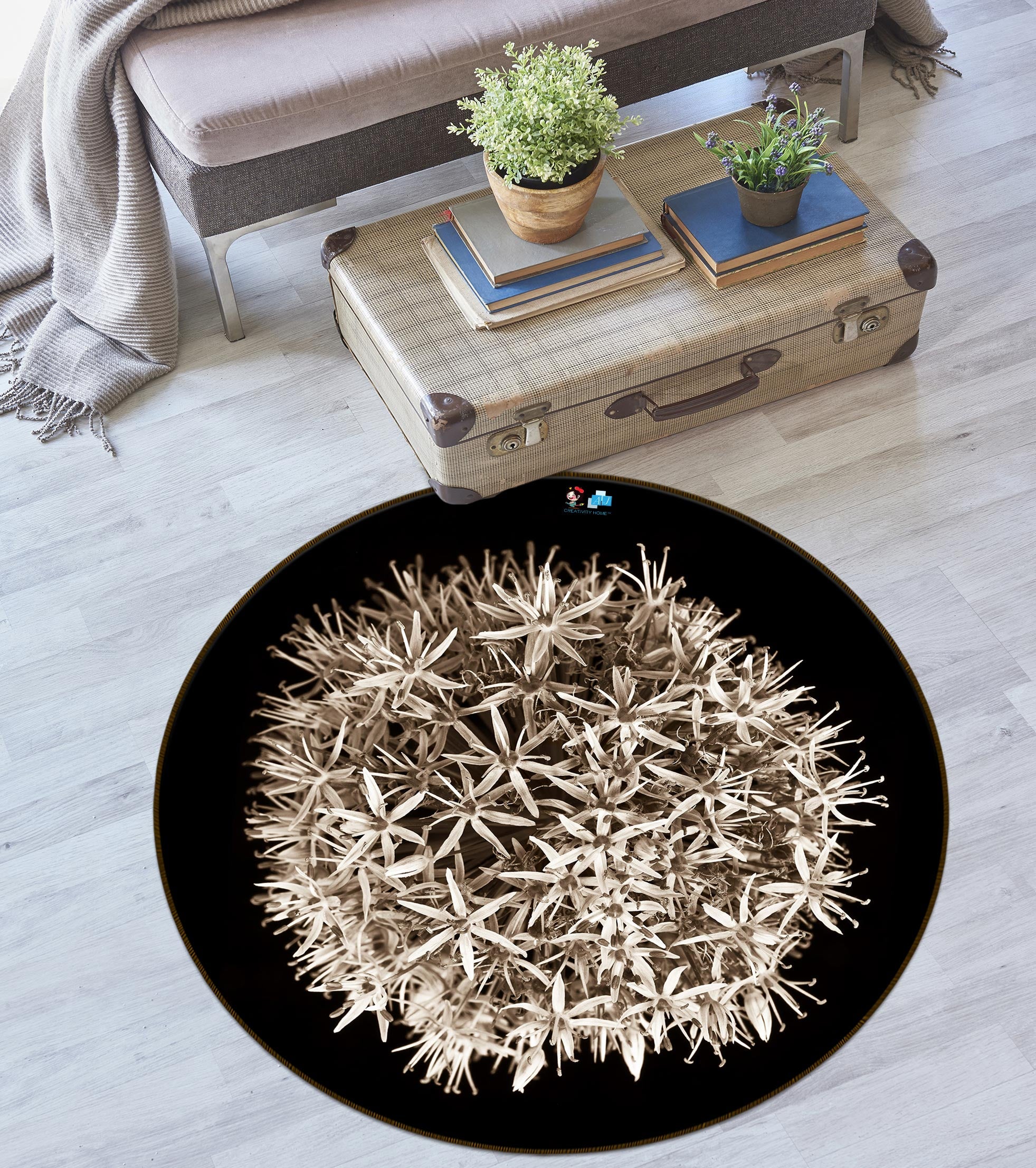 3D Dandelion Petal 7601 Assaf Frank Rug Round Non Slip Rug Mat