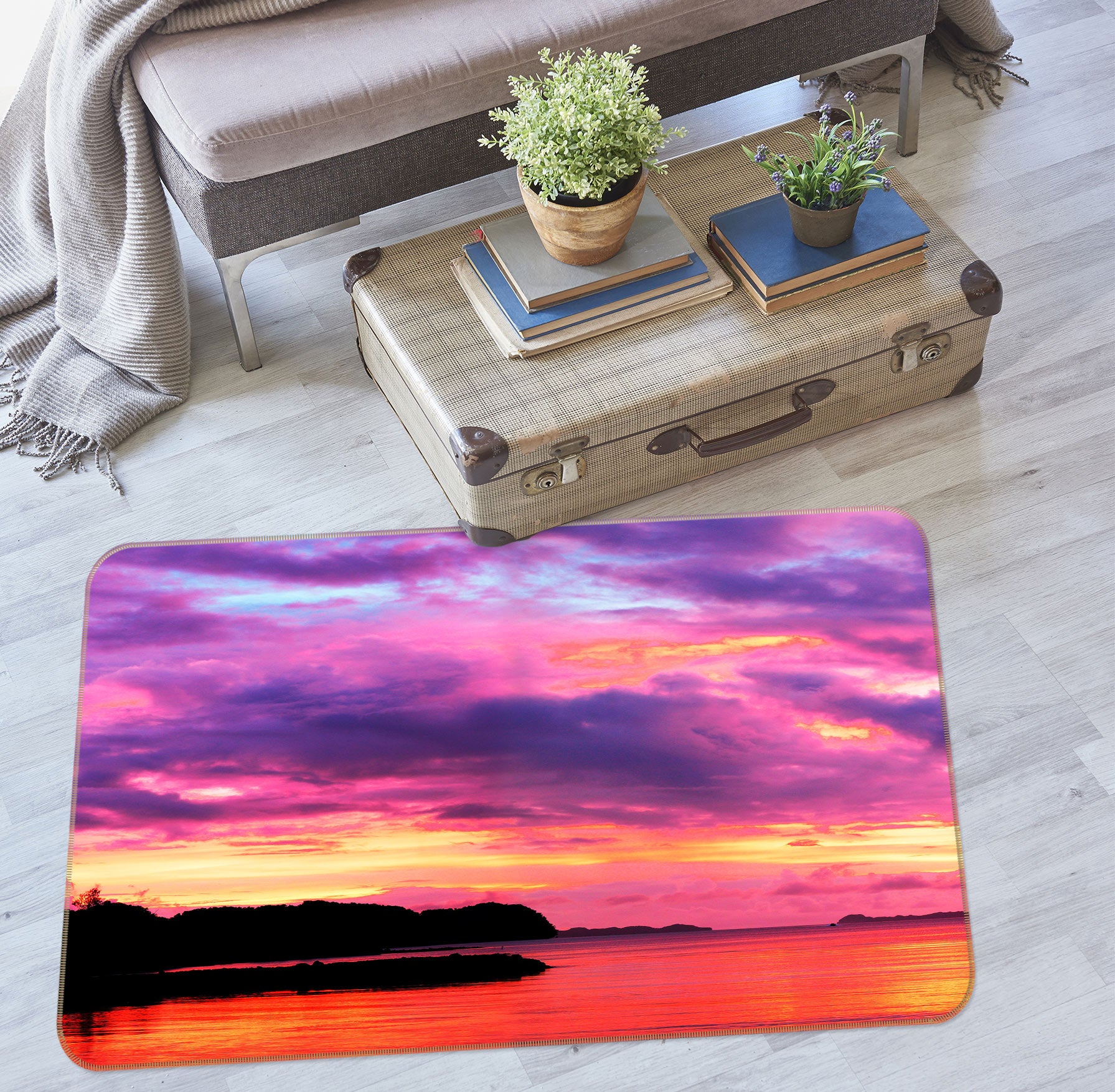 3D Pink Clouds 75145 Non Slip Rug Mat