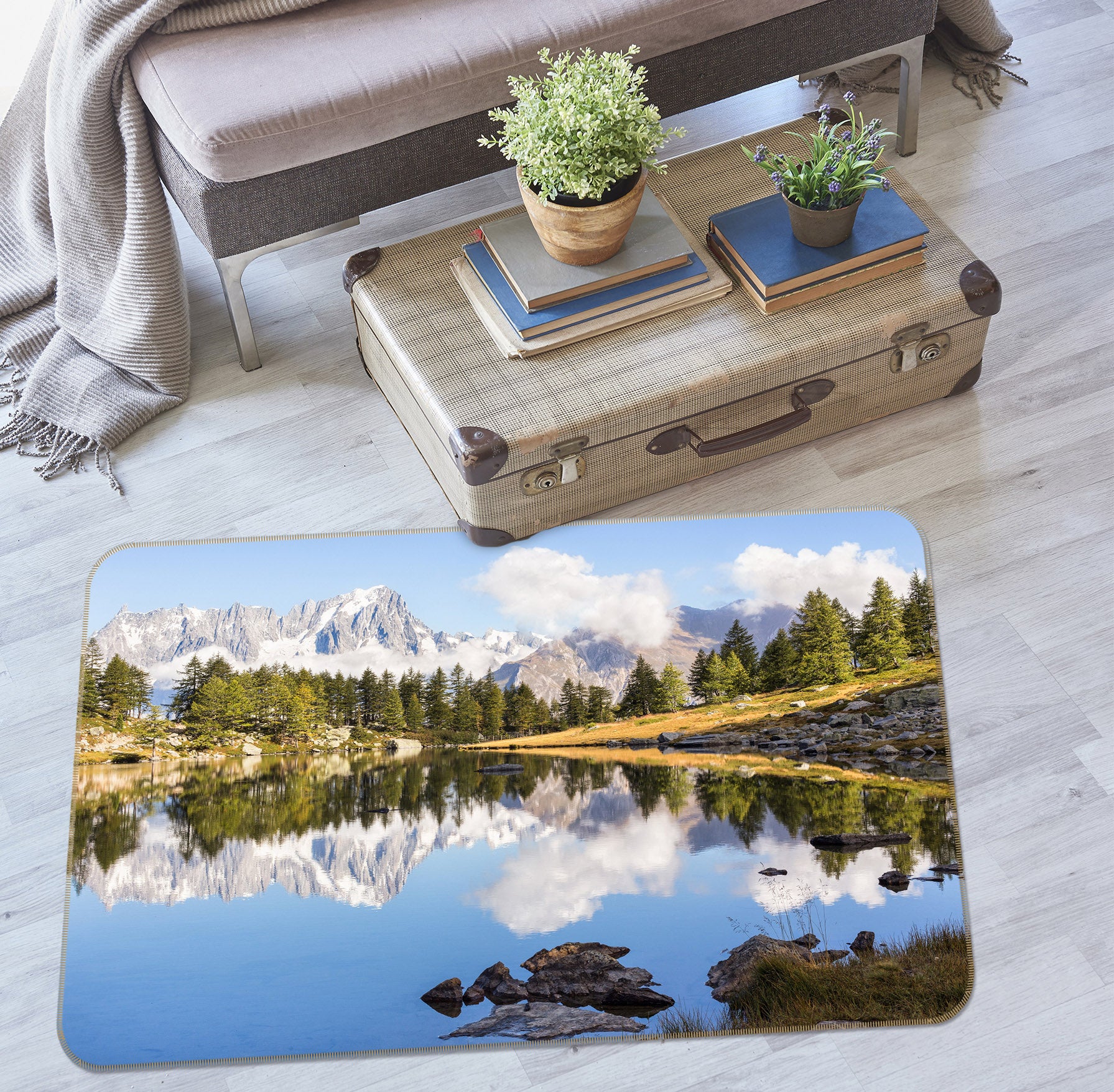 3D Mountain Lake 29178 Non Slip Rug Mat