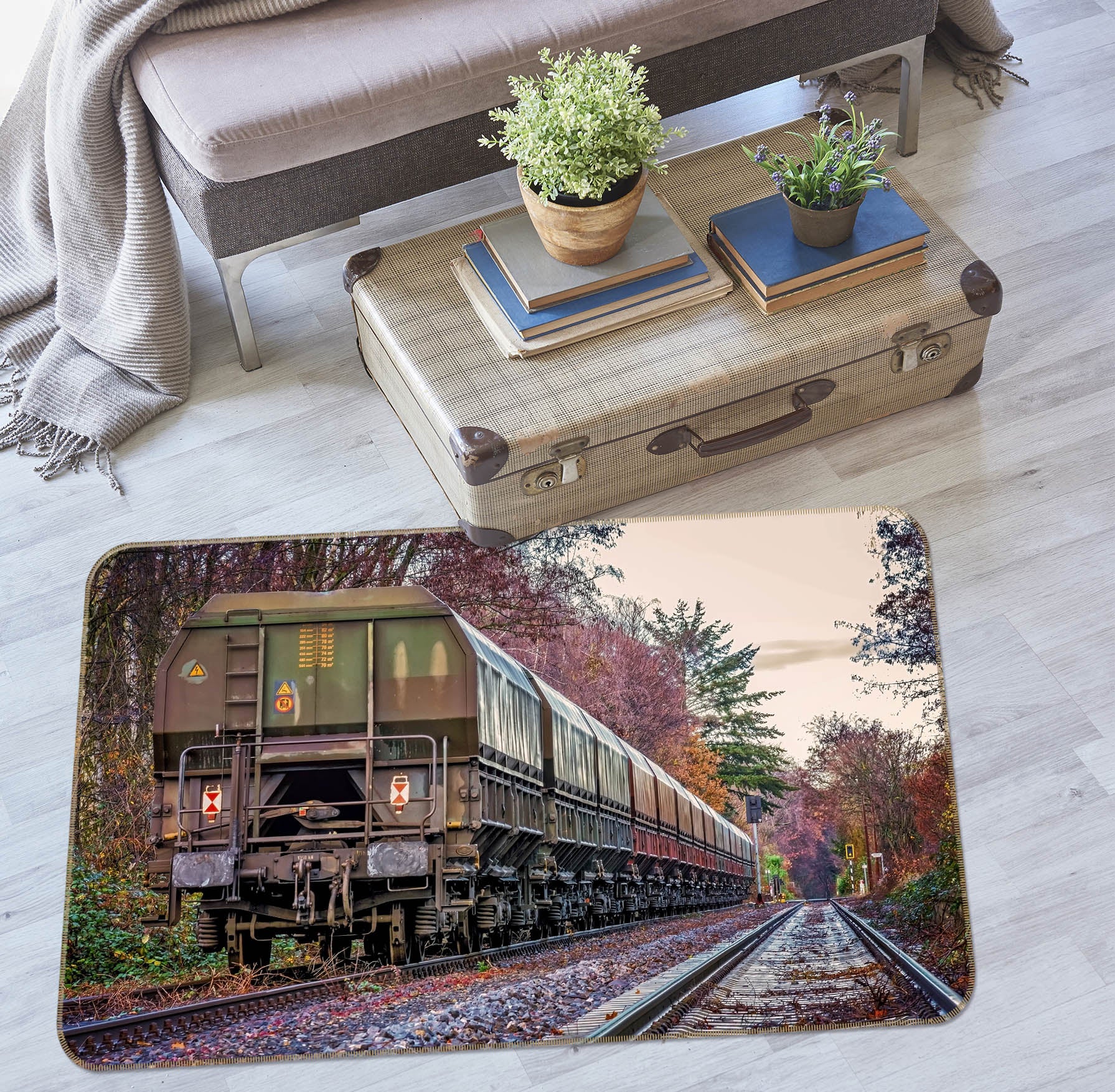 3D Green Train 39006 Vehicle Non Slip Rug Mat