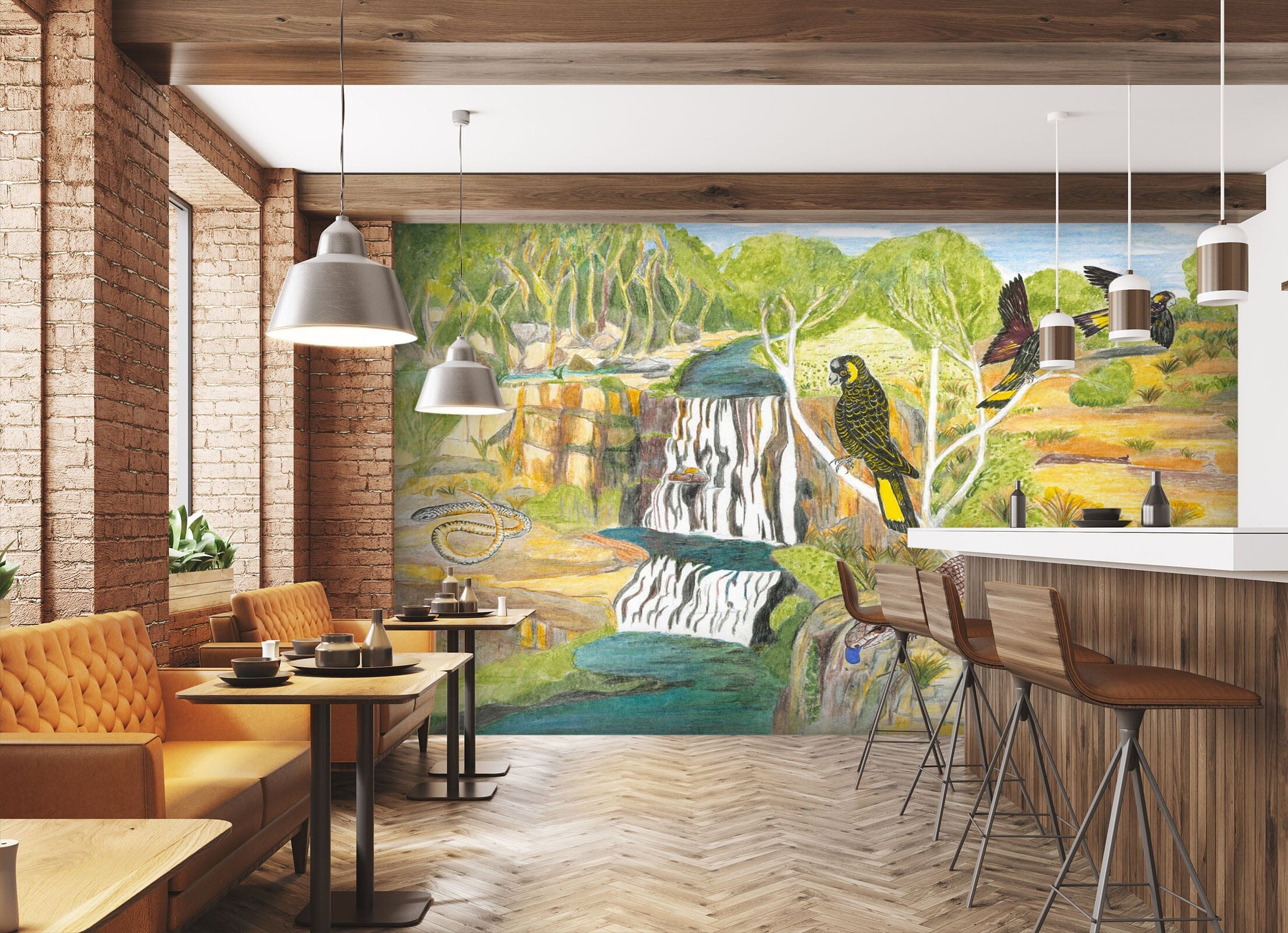 3D Forest Ostrich 1404 Michael Sewell Wall Mural Wall Murals Wallpaper AJ Wallpaper 2 