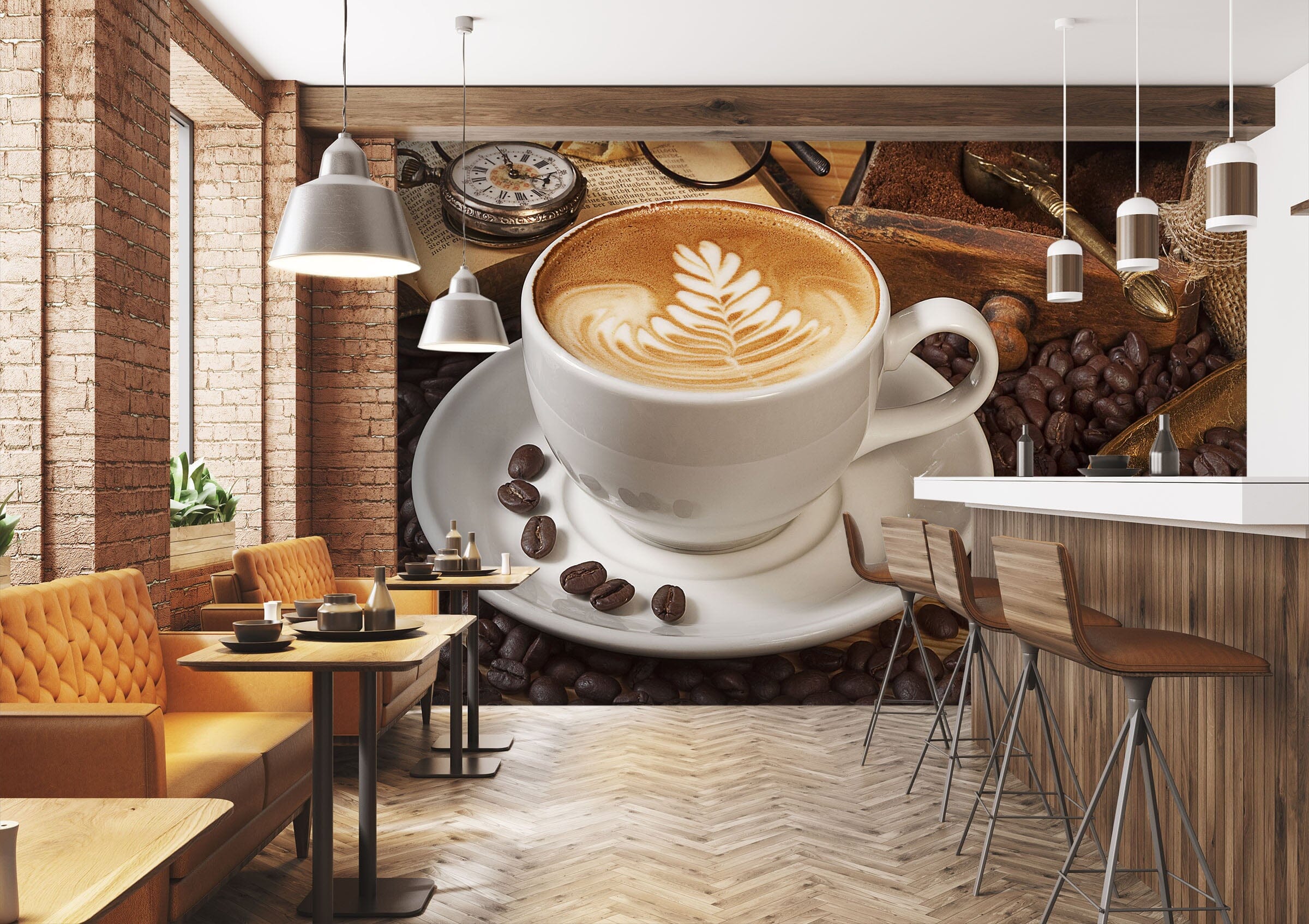 3D Coffee House 256 Wall Murals Wallpaper AJ Wallpaper 2 