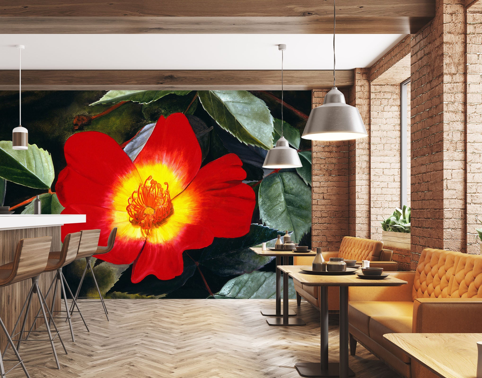 3D Red Flowers 11108 Matthew Holden Bates Wall Mural Wall Murals