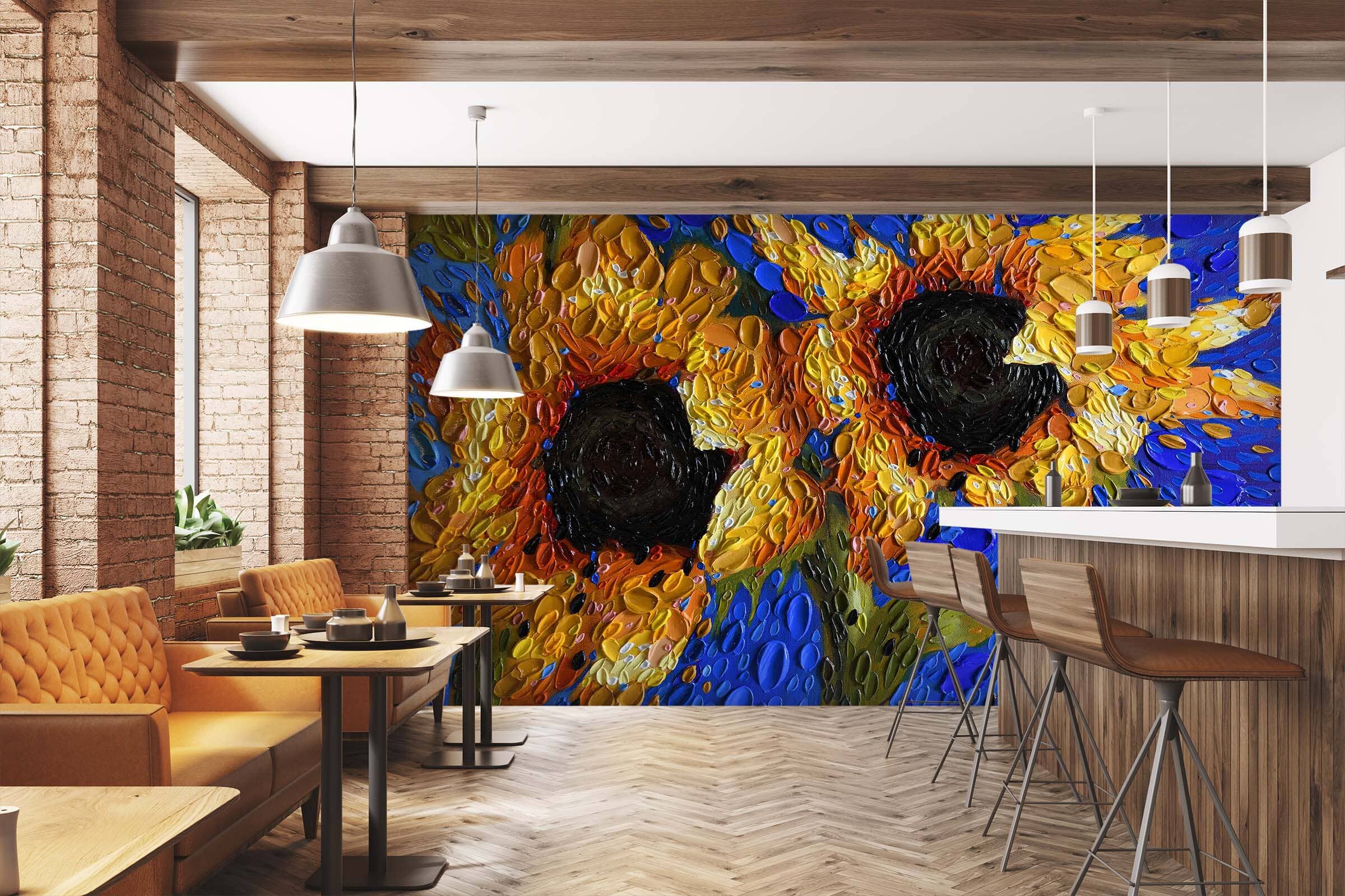 3D Sunflower 1402 Dena Tollefson Wall Mural Wall Murals Wallpaper AJ Wallpaper 2 