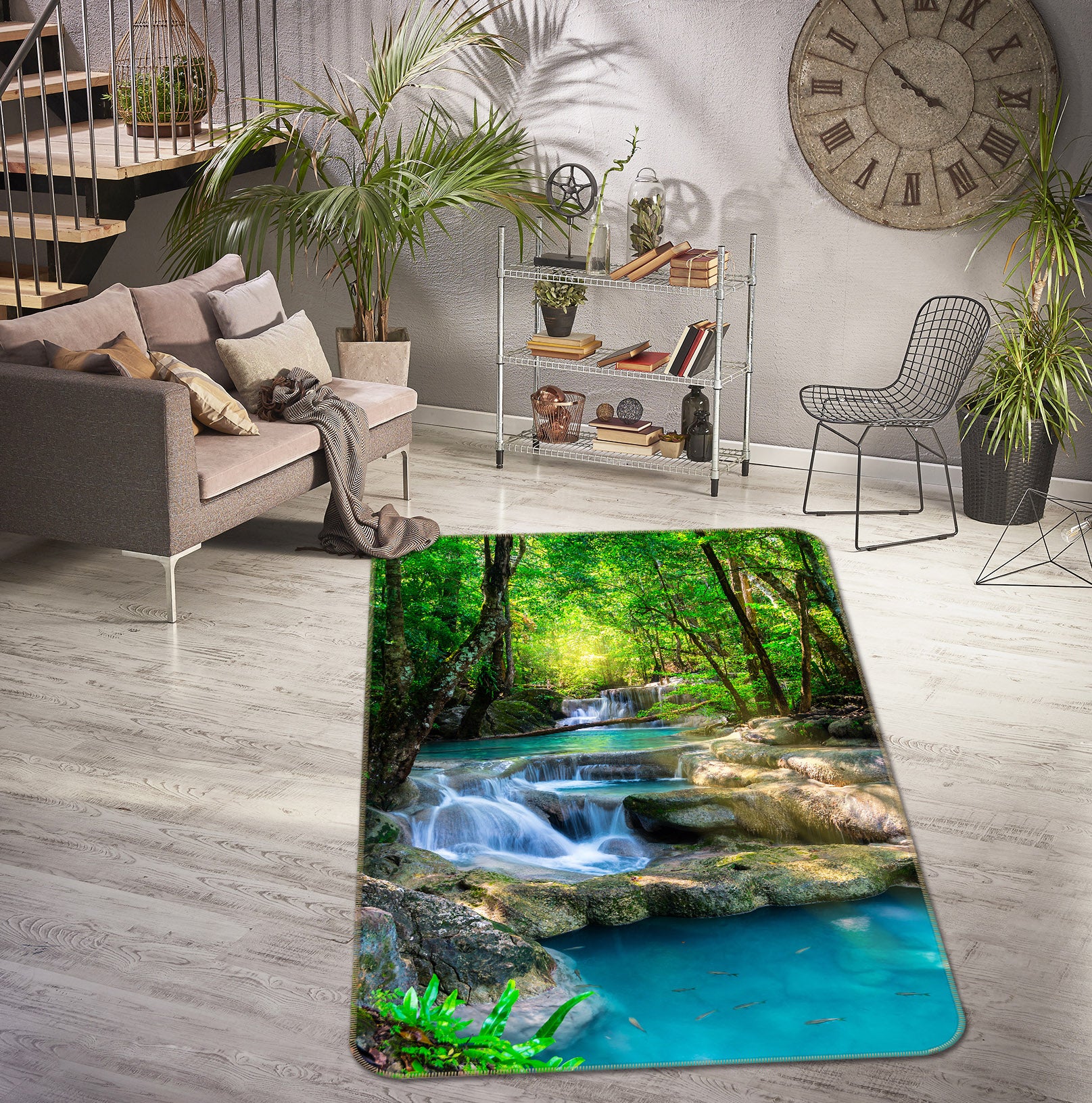 3D Forest Stream 26011 Non Slip Rug Mat