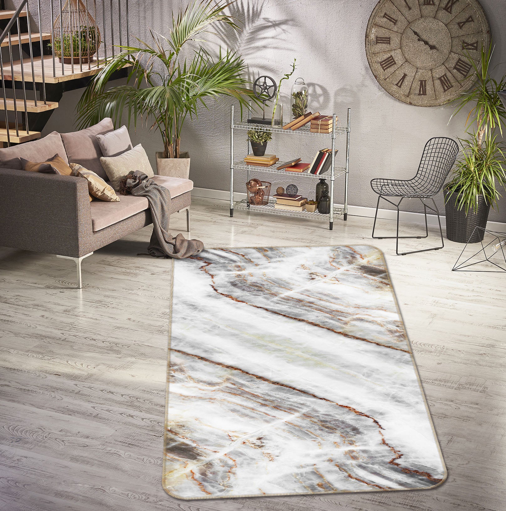 3D Marble Pattern 26071 Non Slip Rug Mat
