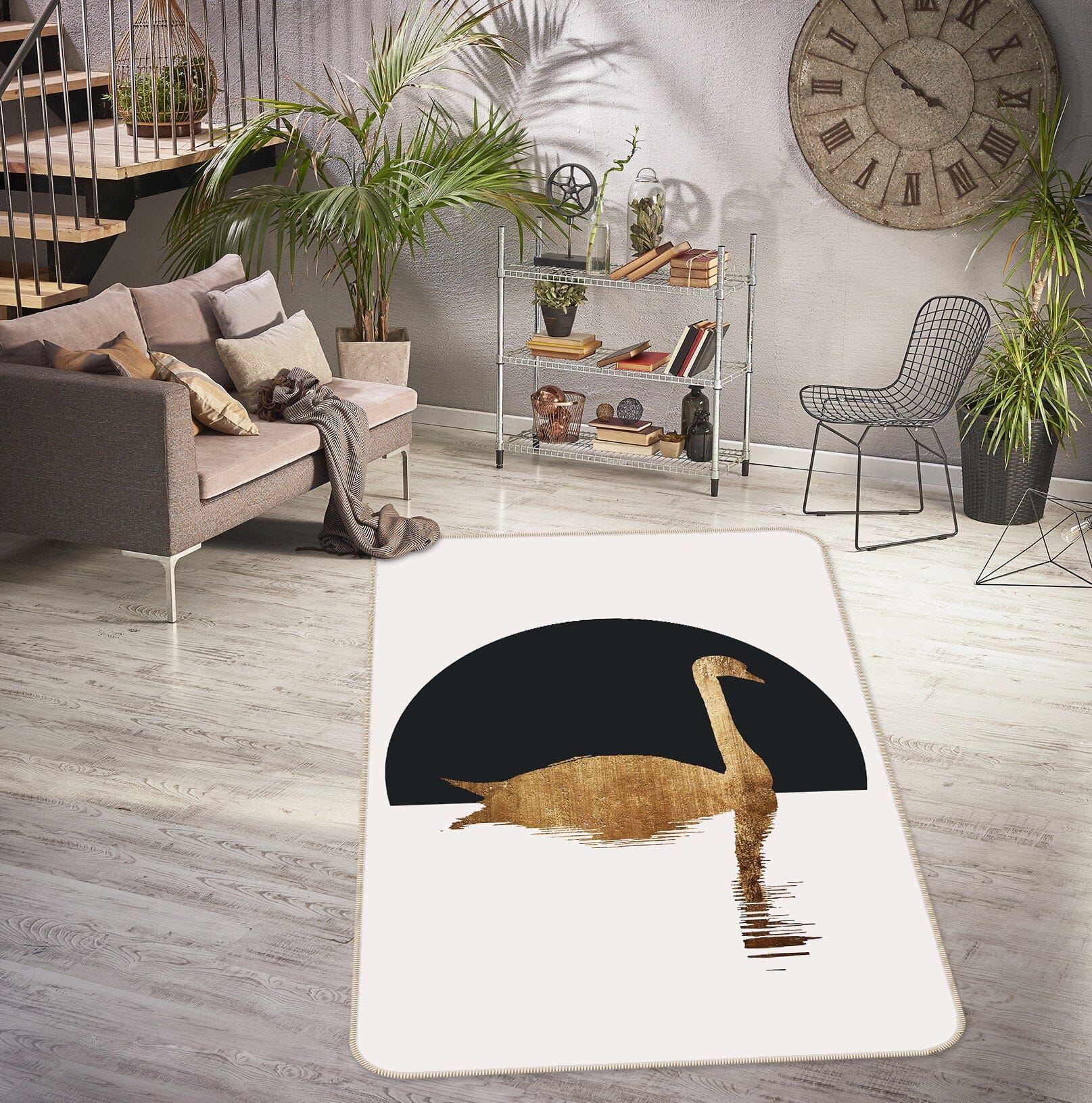 3D Black Moon Swan 1124 Boris Draschoff Rug Non Slip Rug Mat Mat AJ Creativity Home 