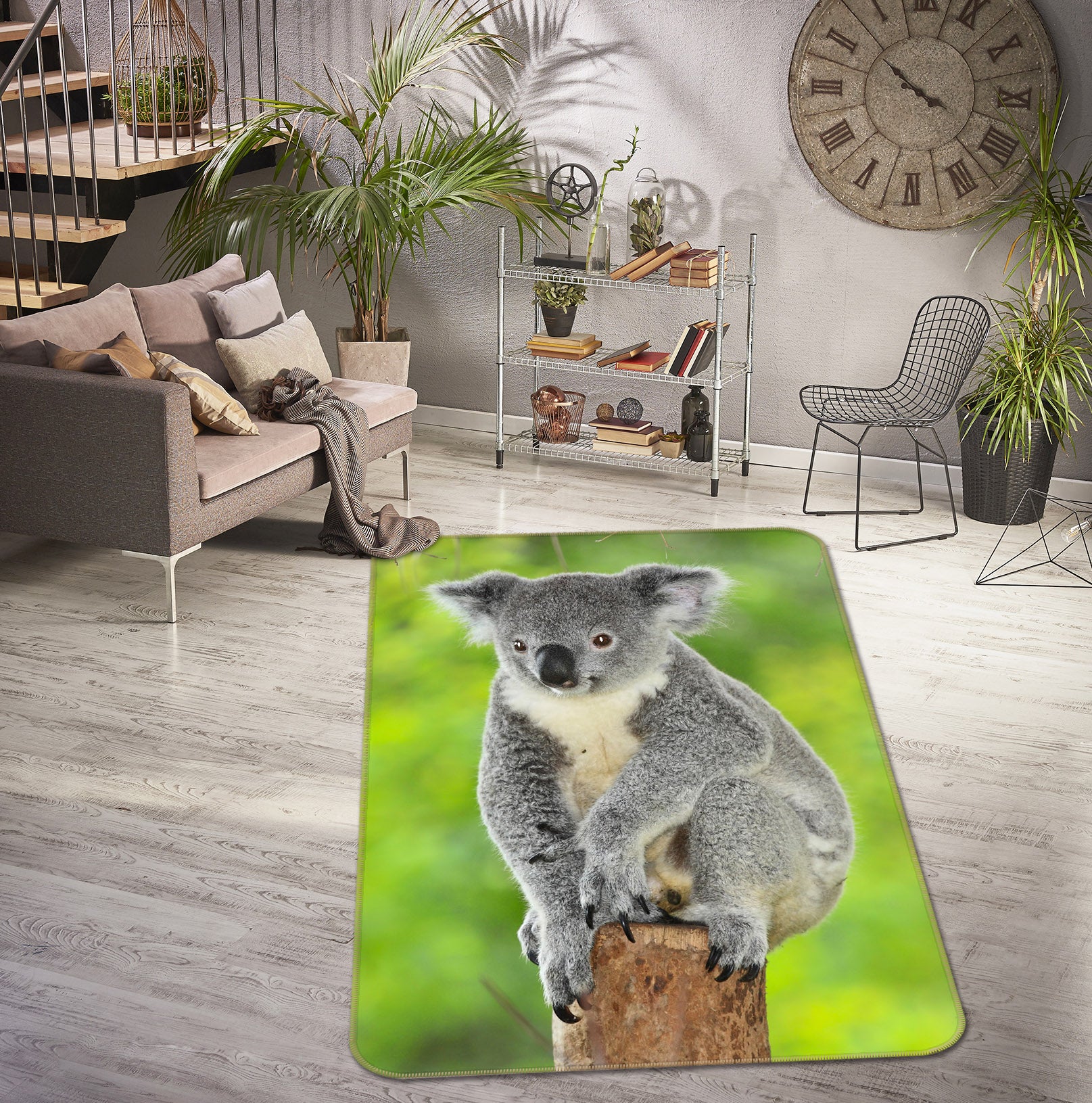 3D Koala Stump 179 Animal Non Slip Rug Mat