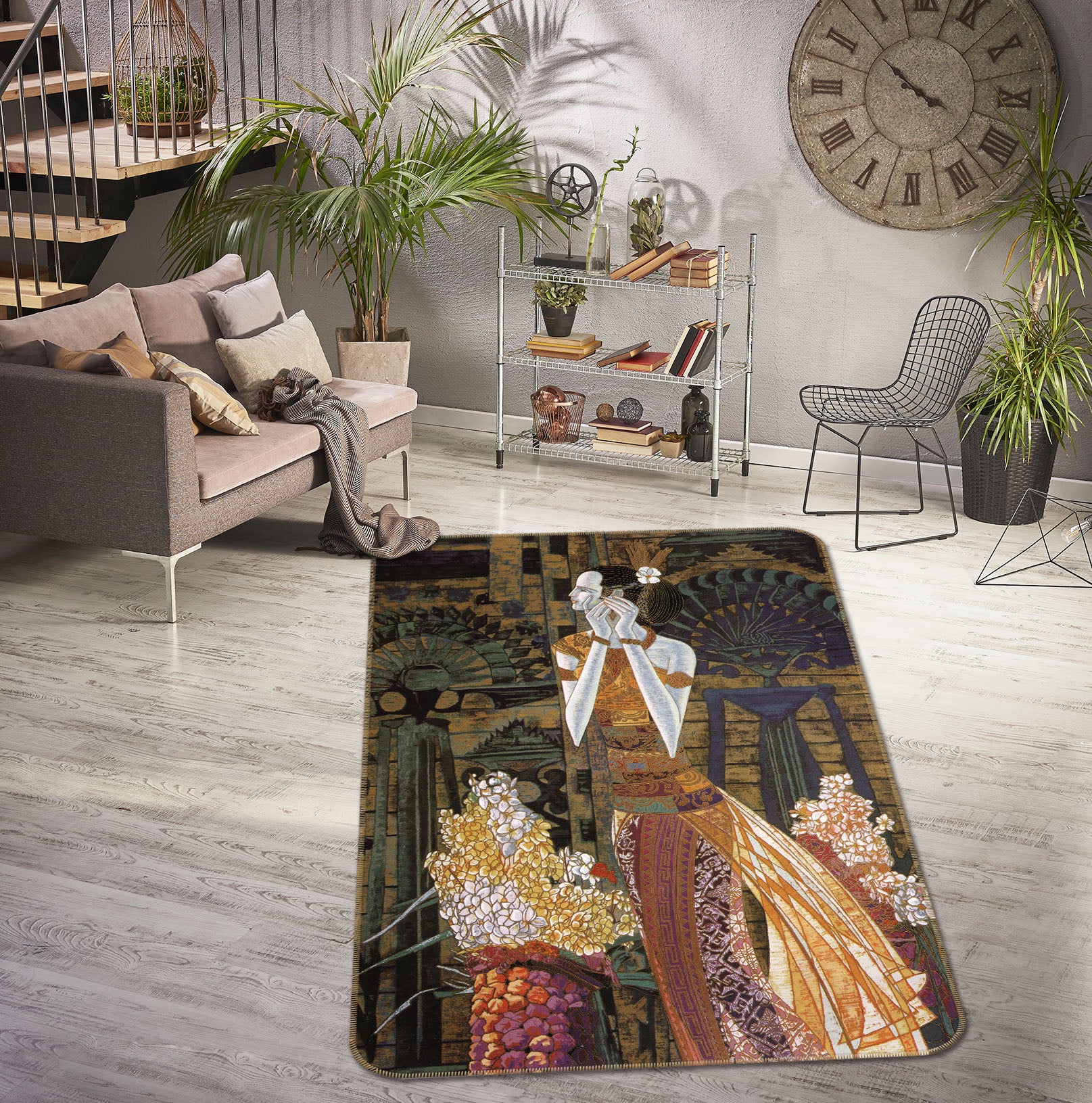 3D Women Flower 33229 Non Slip Rug Mat