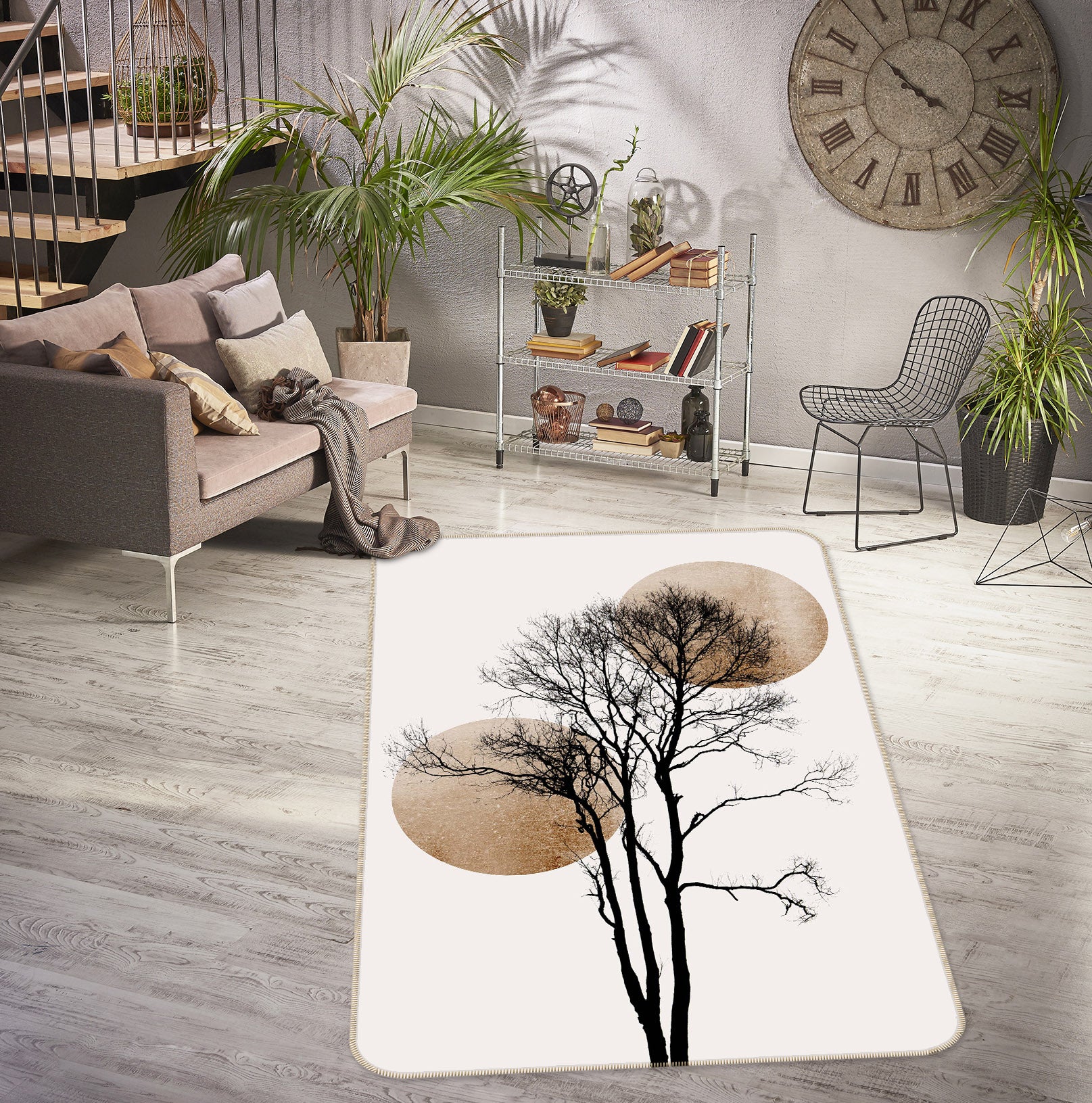 3D Moon Tree 1114 Boris Draschoff Rug Non Slip Rug Mat