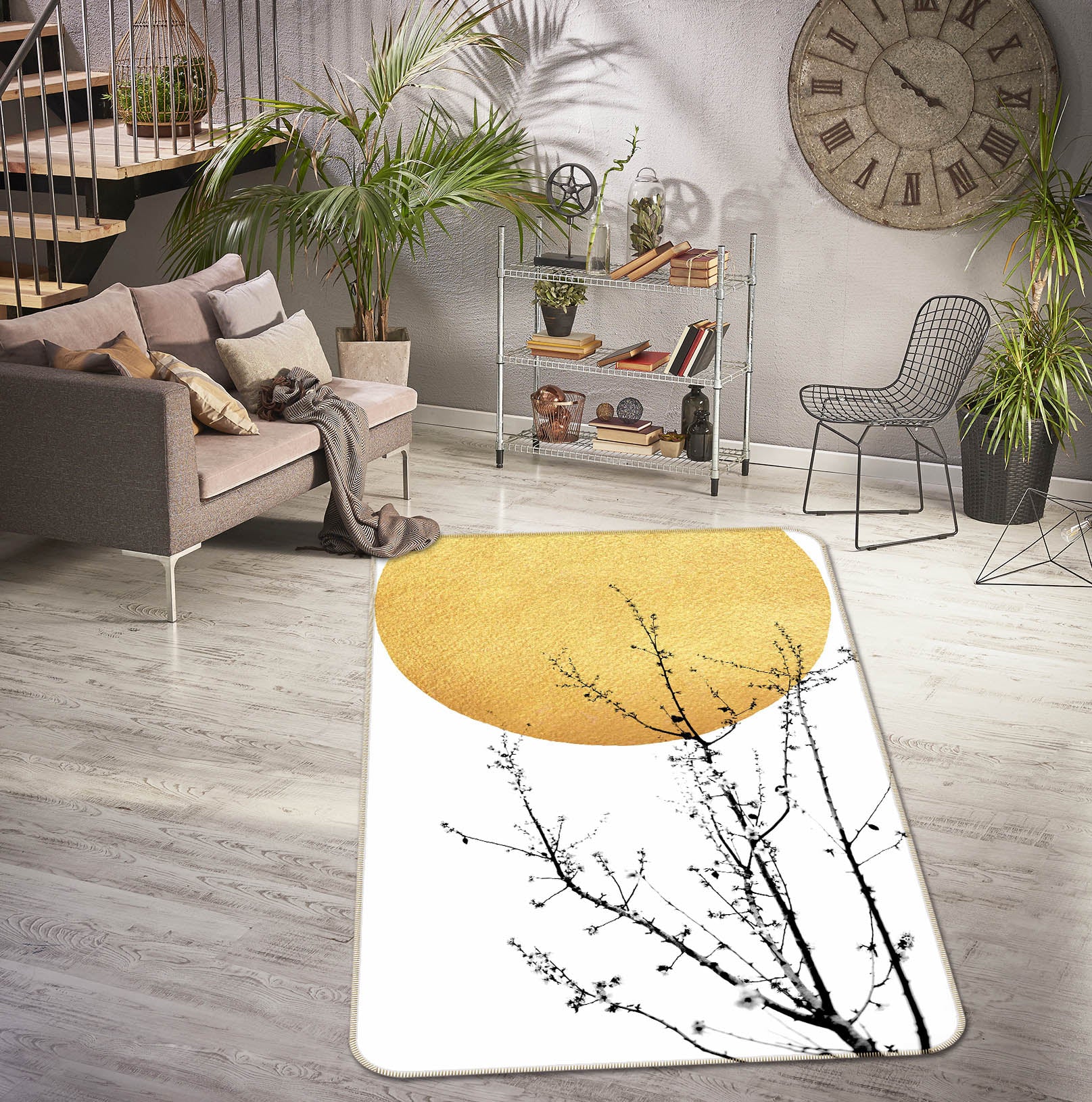 3D Sun Branches 84138 Boris Draschoff Rug Non Slip Rug Mat
