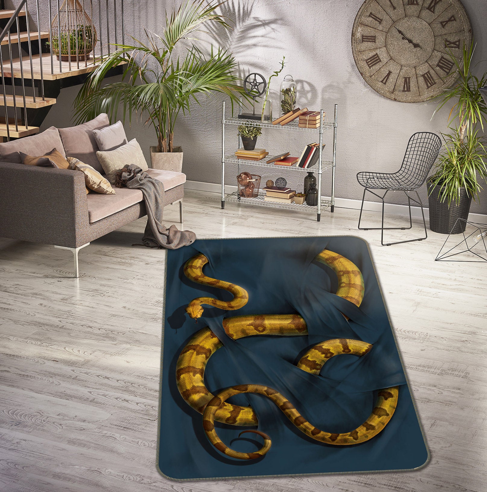 3D Snake 84201 Vincent Hie Rug Non Slip Rug Mat