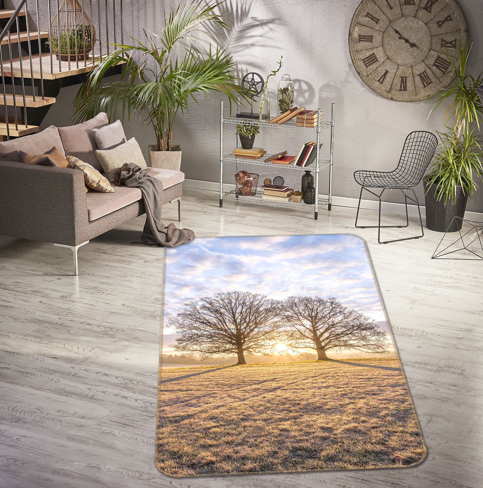 3D Prairie Tree 197 Assaf Frank Rug Non Slip Rug Mat