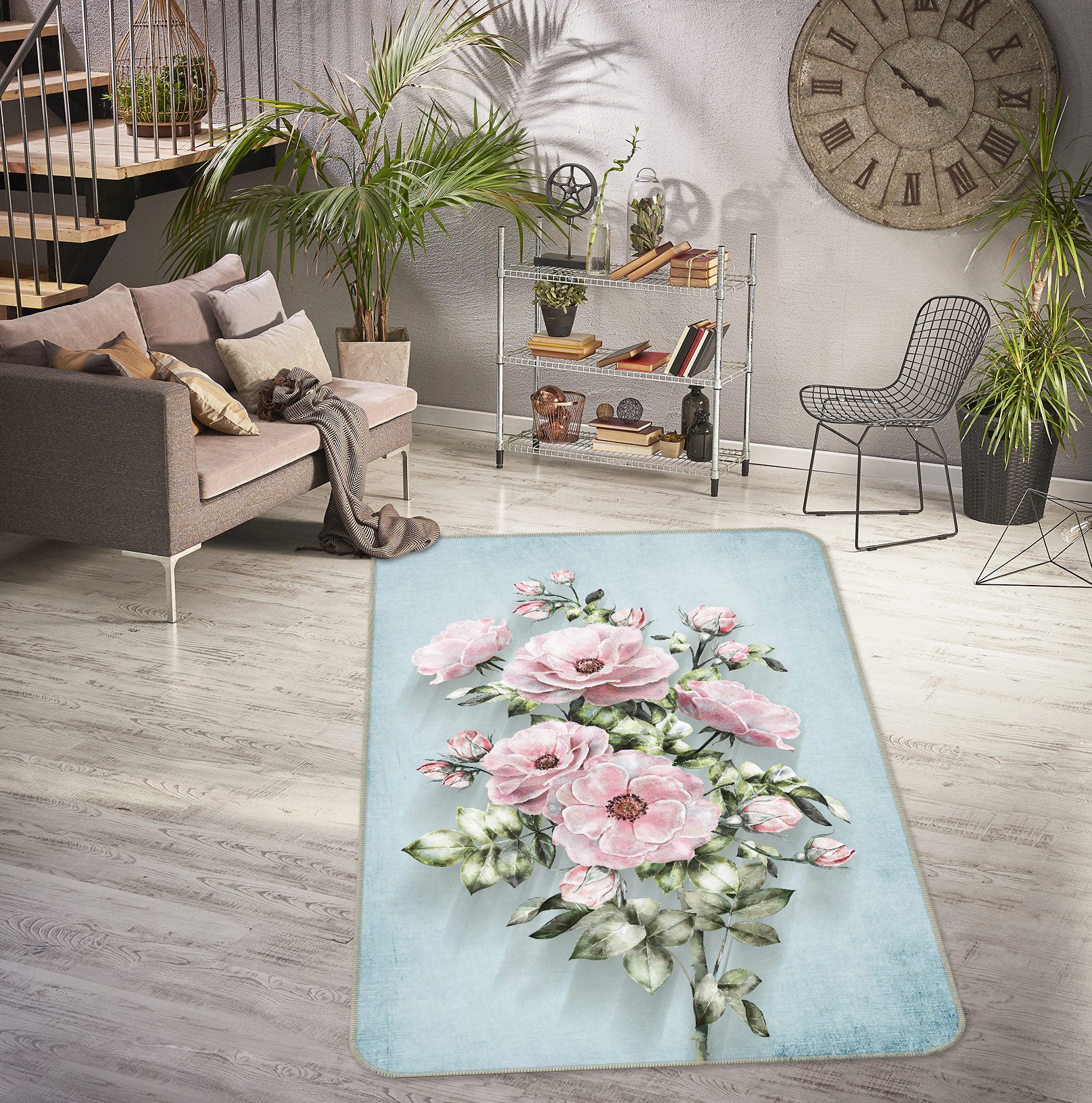 3D Pink Bouquet 33099 Non Slip Rug Mat