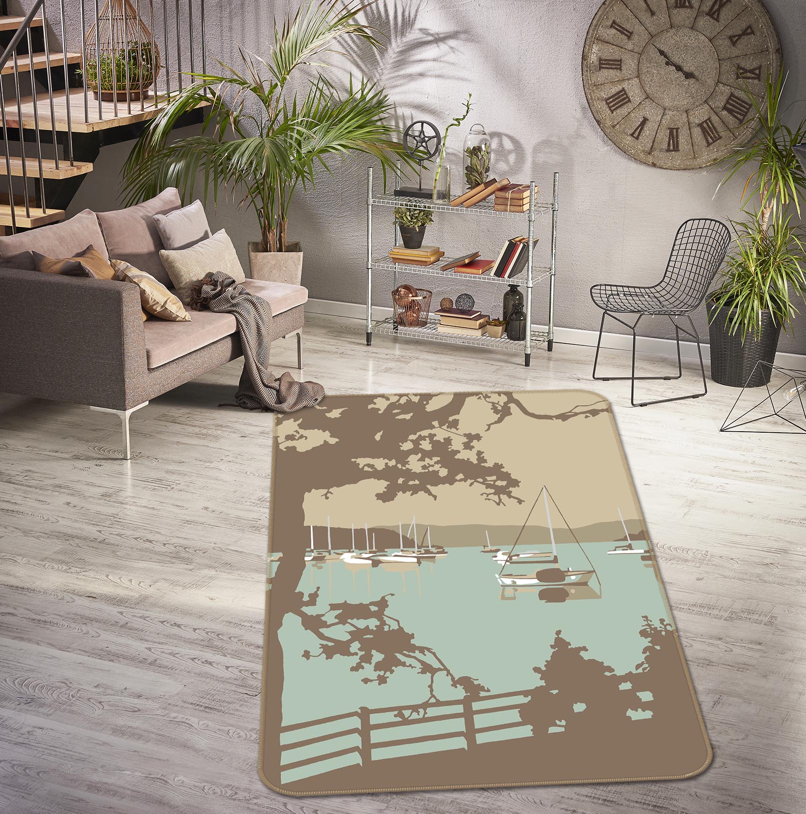 3D Poole Harbour View 84291 Steve Read Rug Non Slip Rug Mat