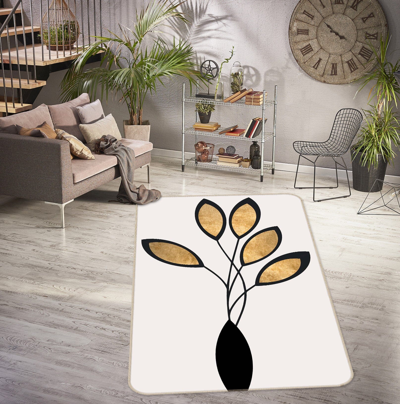 3D Golden Leaves 1024 Boris Draschoff Rug Non Slip Rug Mat Mat AJ Creativity Home 