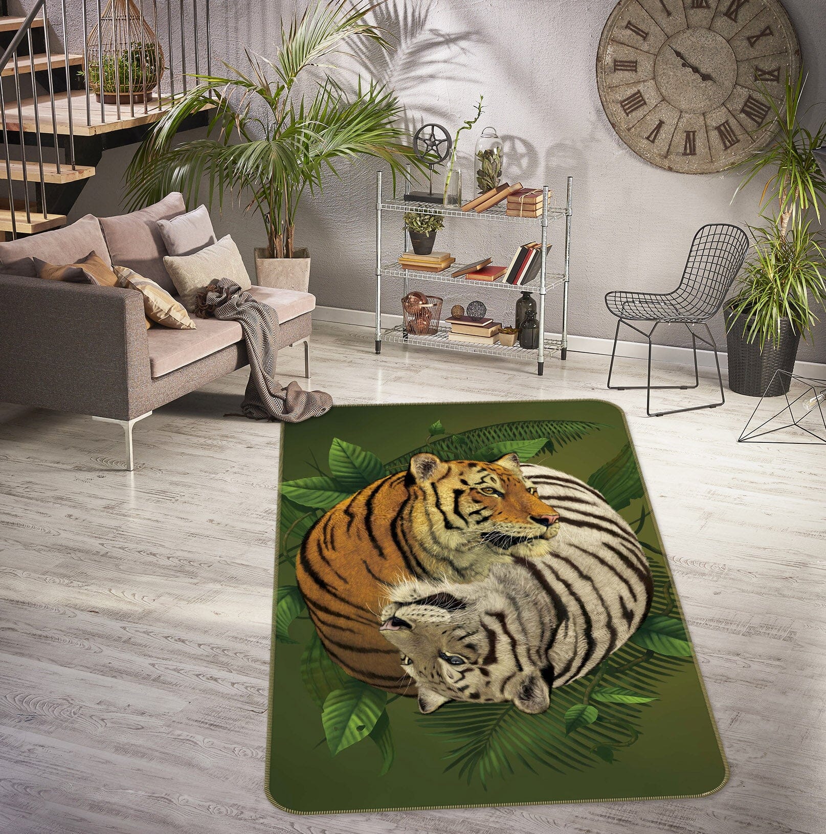 3D Tiger Yin Yang 1074 Vincent Hie Rug Non Slip Rug Mat Mat AJ Creativity Home 