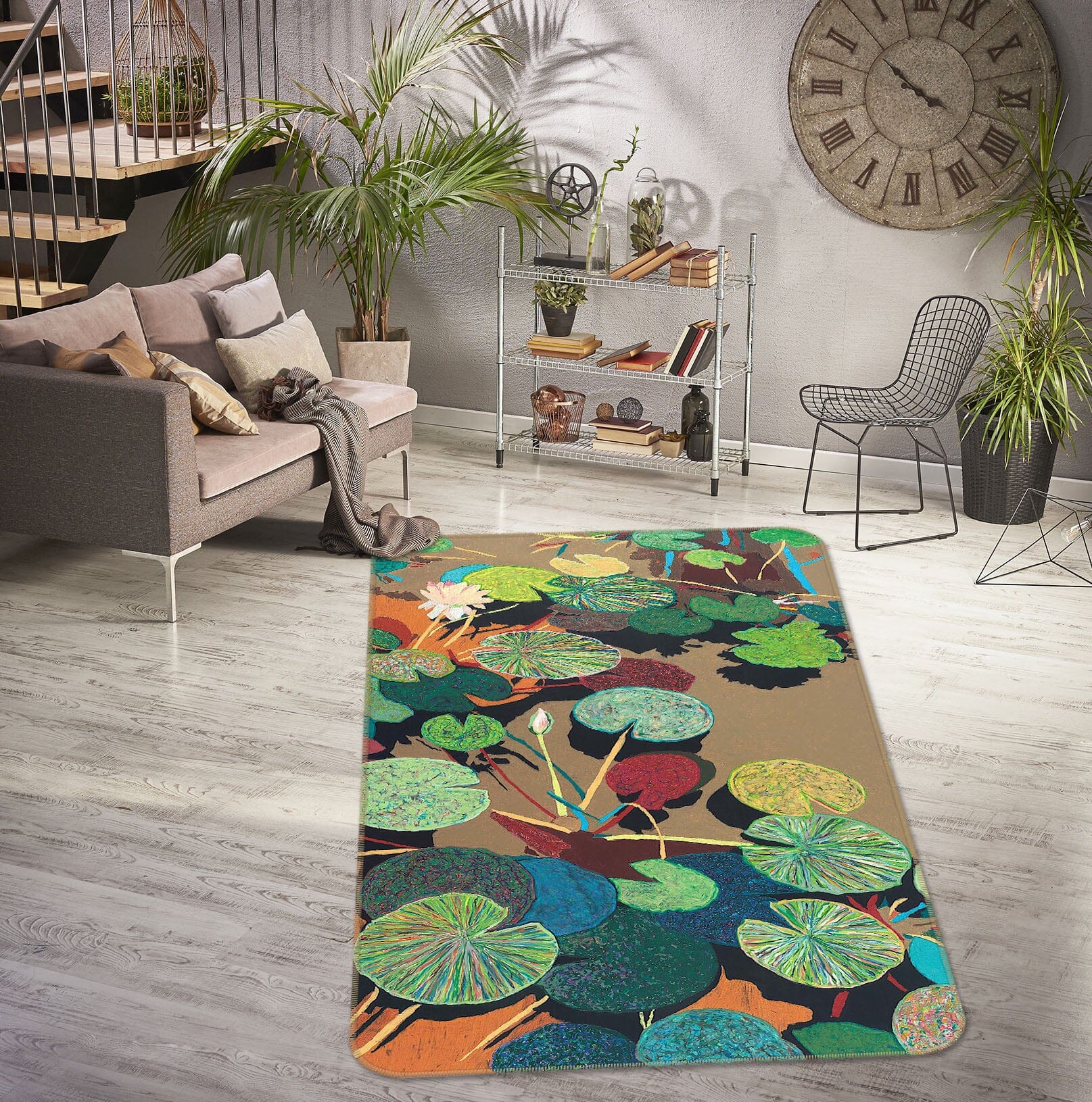 3D Painted Lotus Leaf 3030 Allan P. Friedlander Rug Non Slip Rug Mat Mat AJ Creativity Home 