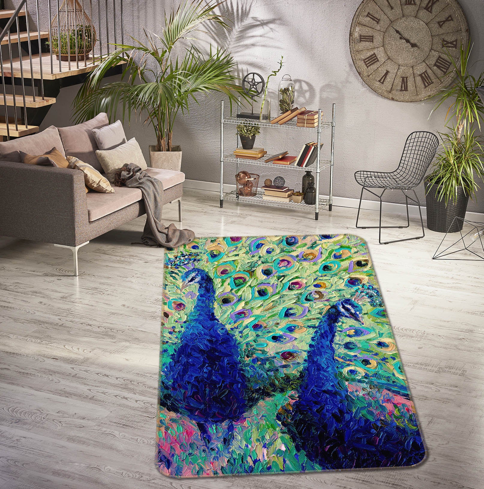 3D Two Peacocks 65029 Non Slip Rug Mat