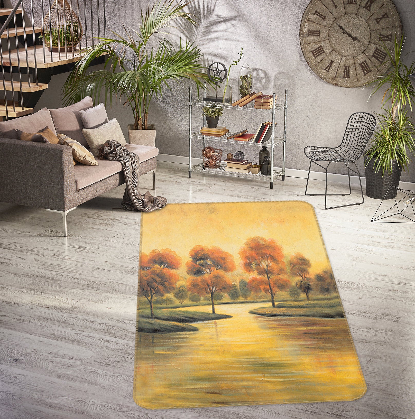 3D Lake Trees 76149 Non Slip Rug Mat