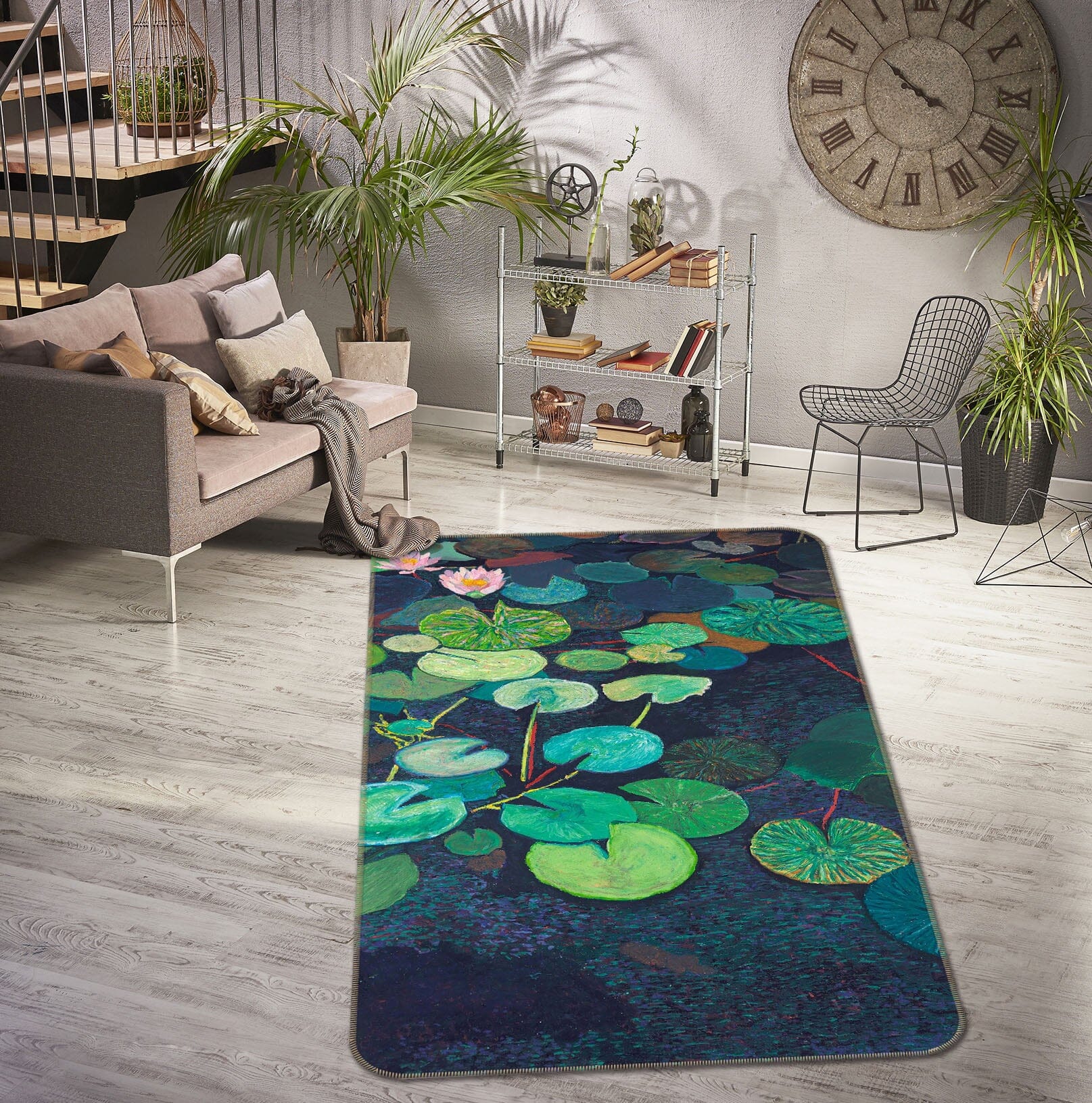 3D Lotus Pond Fish 3011 Allan P. Friedlander Rug Non Slip Rug Mat Mat AJ Creativity Home 
