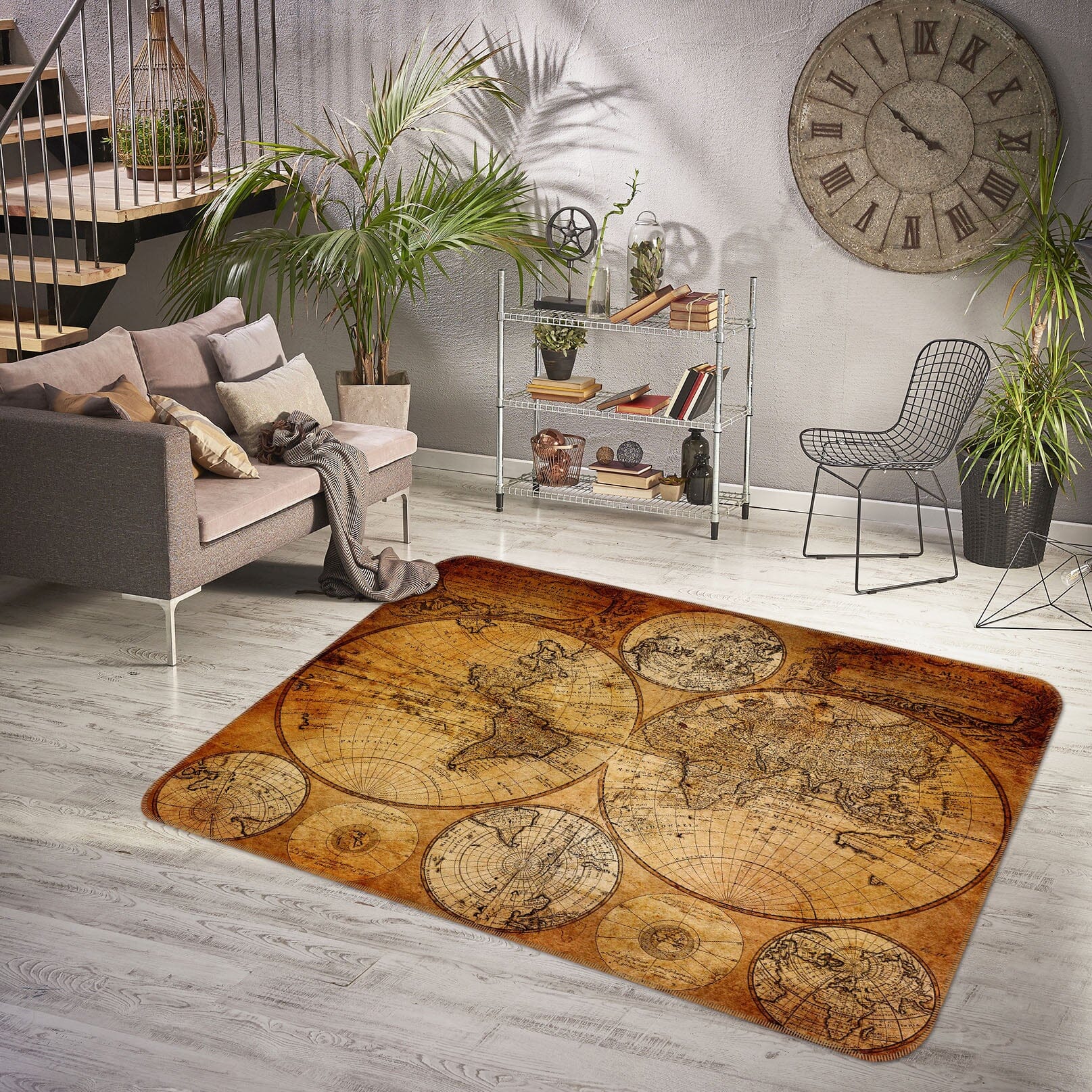 3D Precision Lines 225 World Map Non Slip Rug Mat Mat AJ Creativity Home 