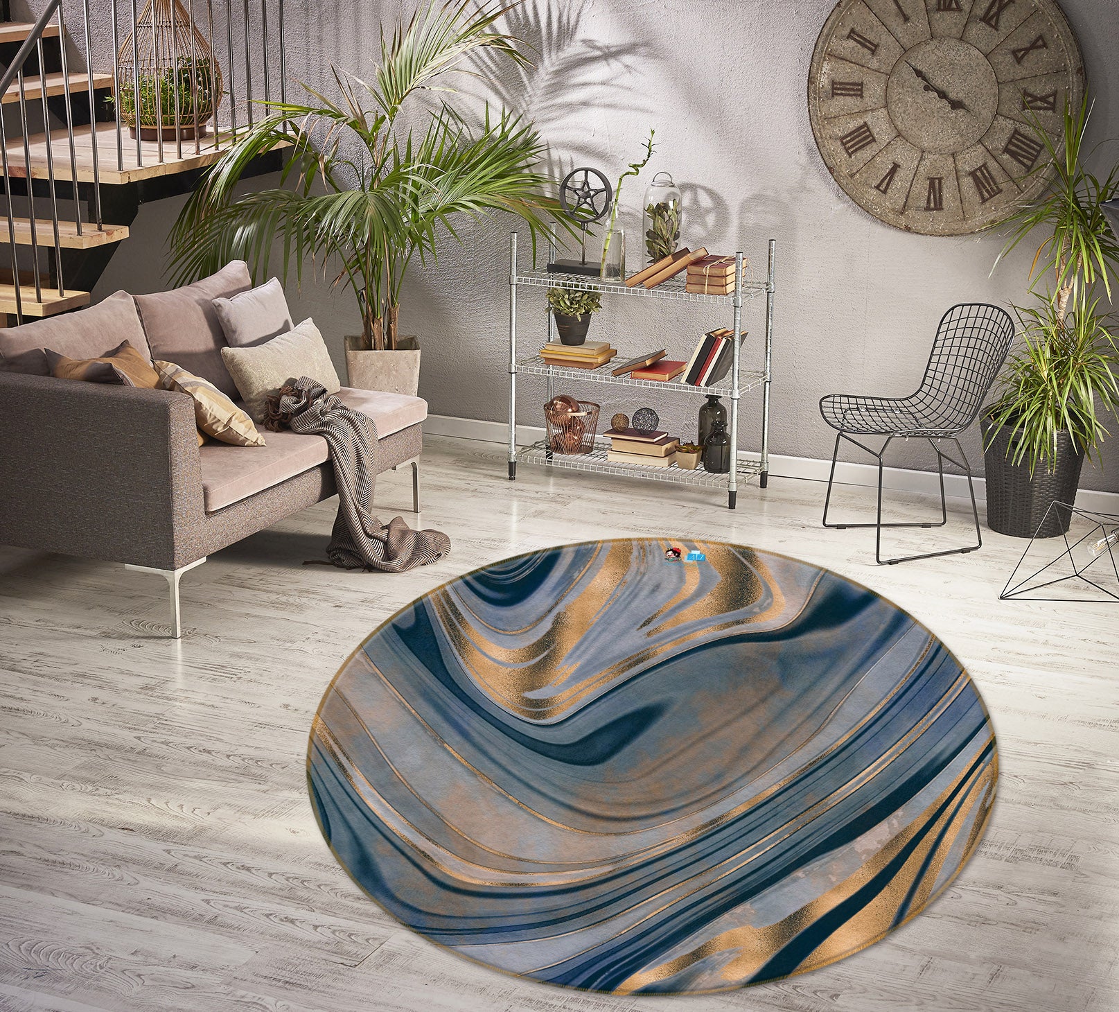 3D Texture 83061 Andrea haase Rug Round Non Slip Rug Mat