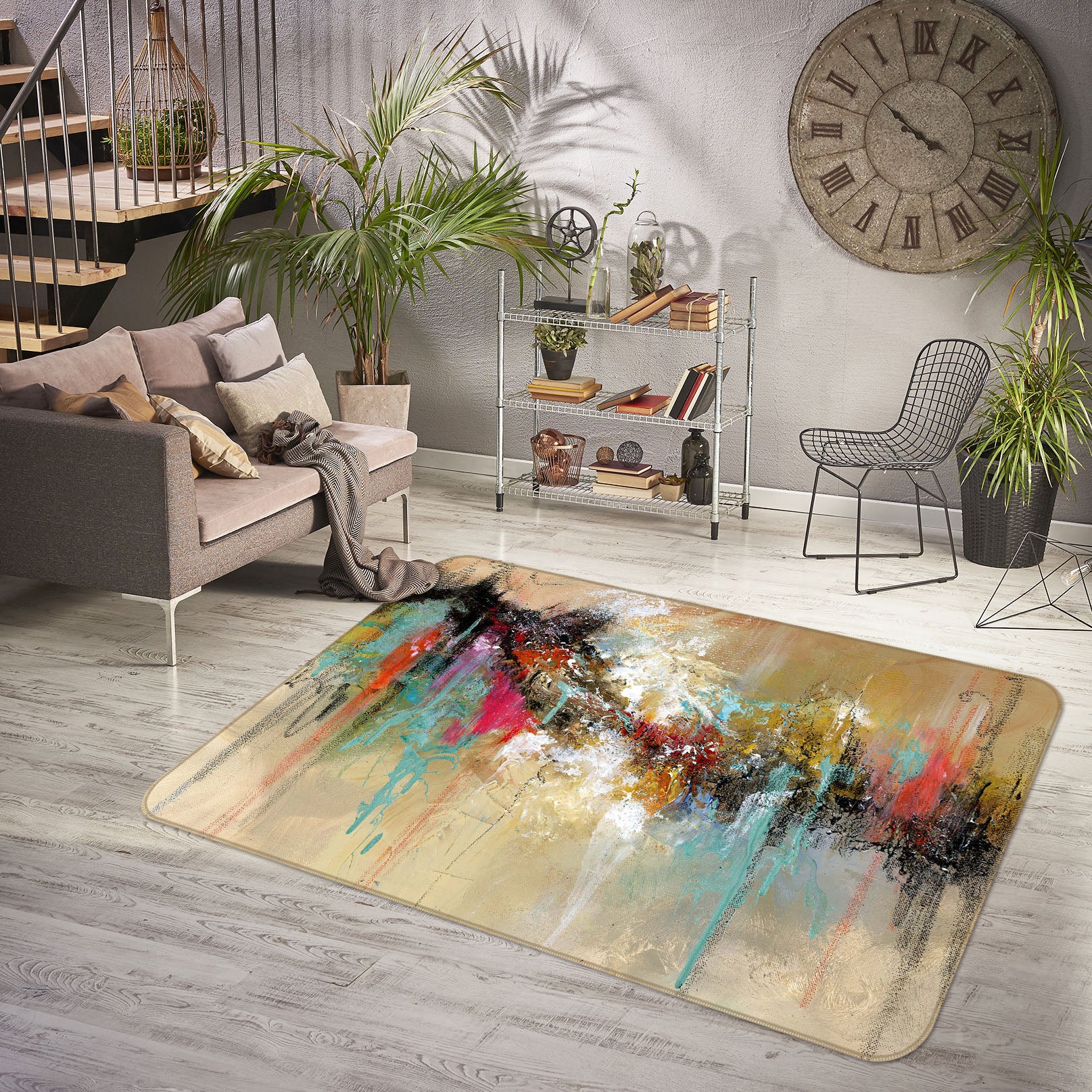 3D Color Ink Pattern 84114 Anne Farrall Doyle Rug Non Slip Rug Mat