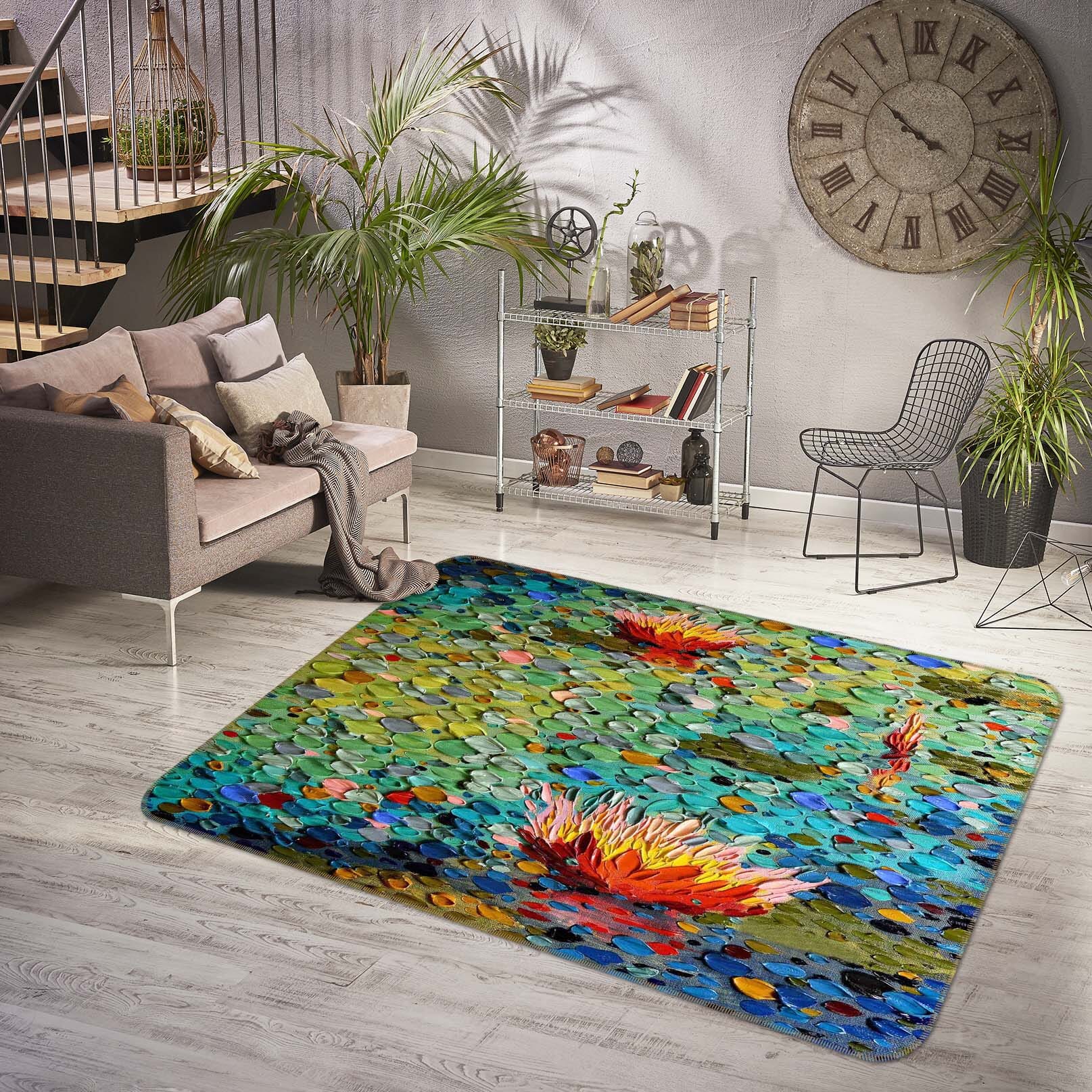 3D Lotus Light 1017 Dena Tollefson Rug Non Slip Rug Mat Mat AJ Creativity Home 