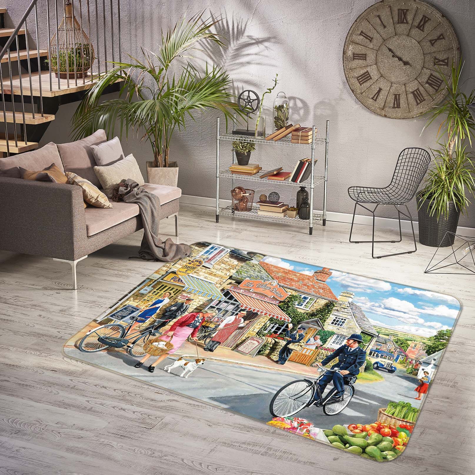 3D The Village High Street 1124 Trevor Mitchell Rug Non Slip Rug Mat Mat AJ Creativity Home 