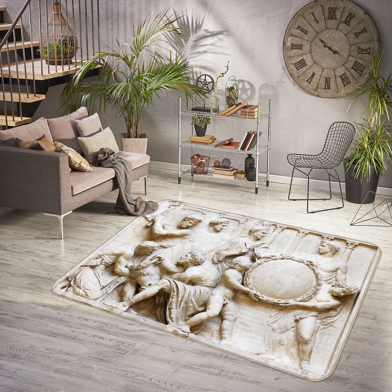 3D Portrait Statue 35163 Non Slip Rug Mat