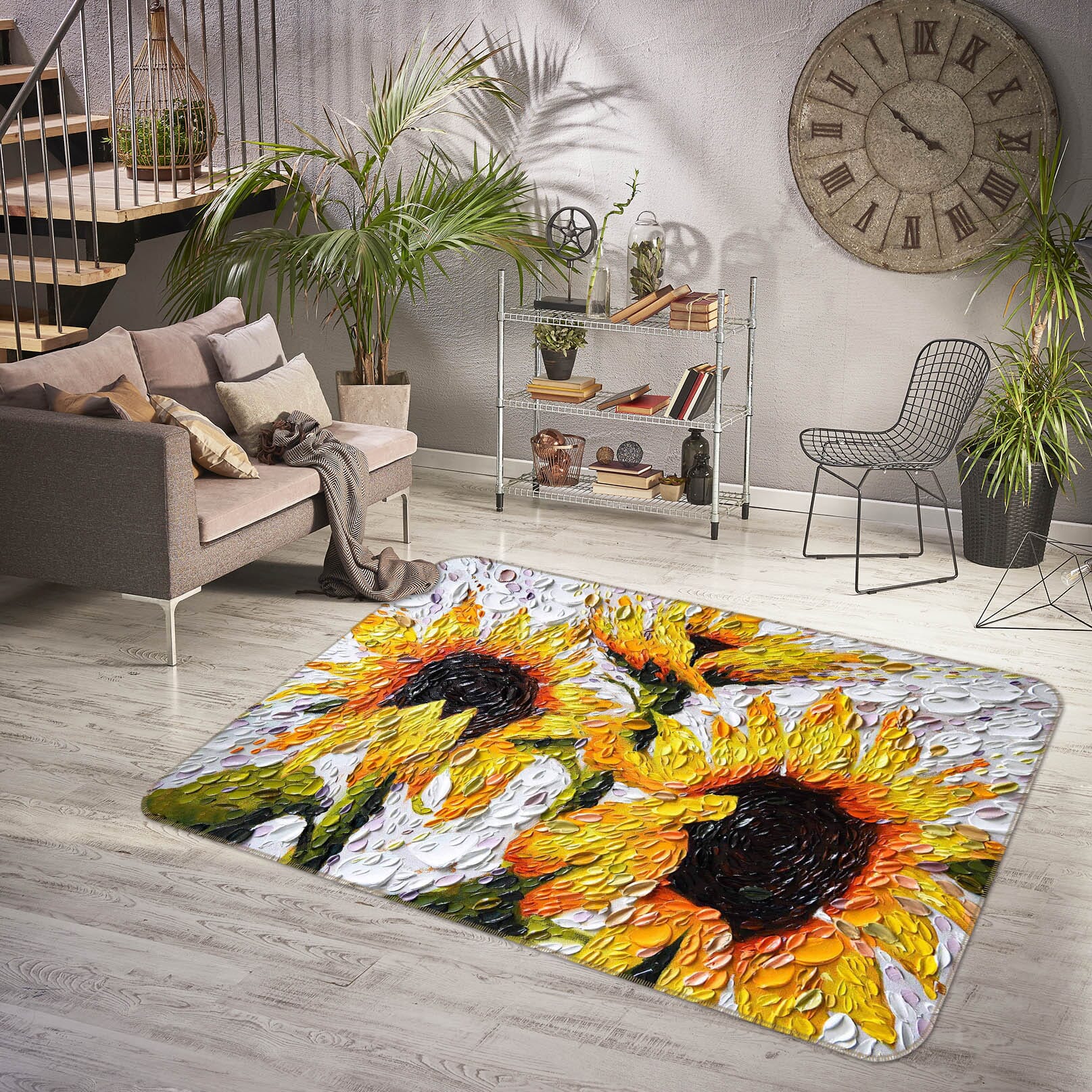 3D Sunflowers 1004 Dena Tollefson Rug Non Slip Rug Mat Mat AJ Creativity Home 
