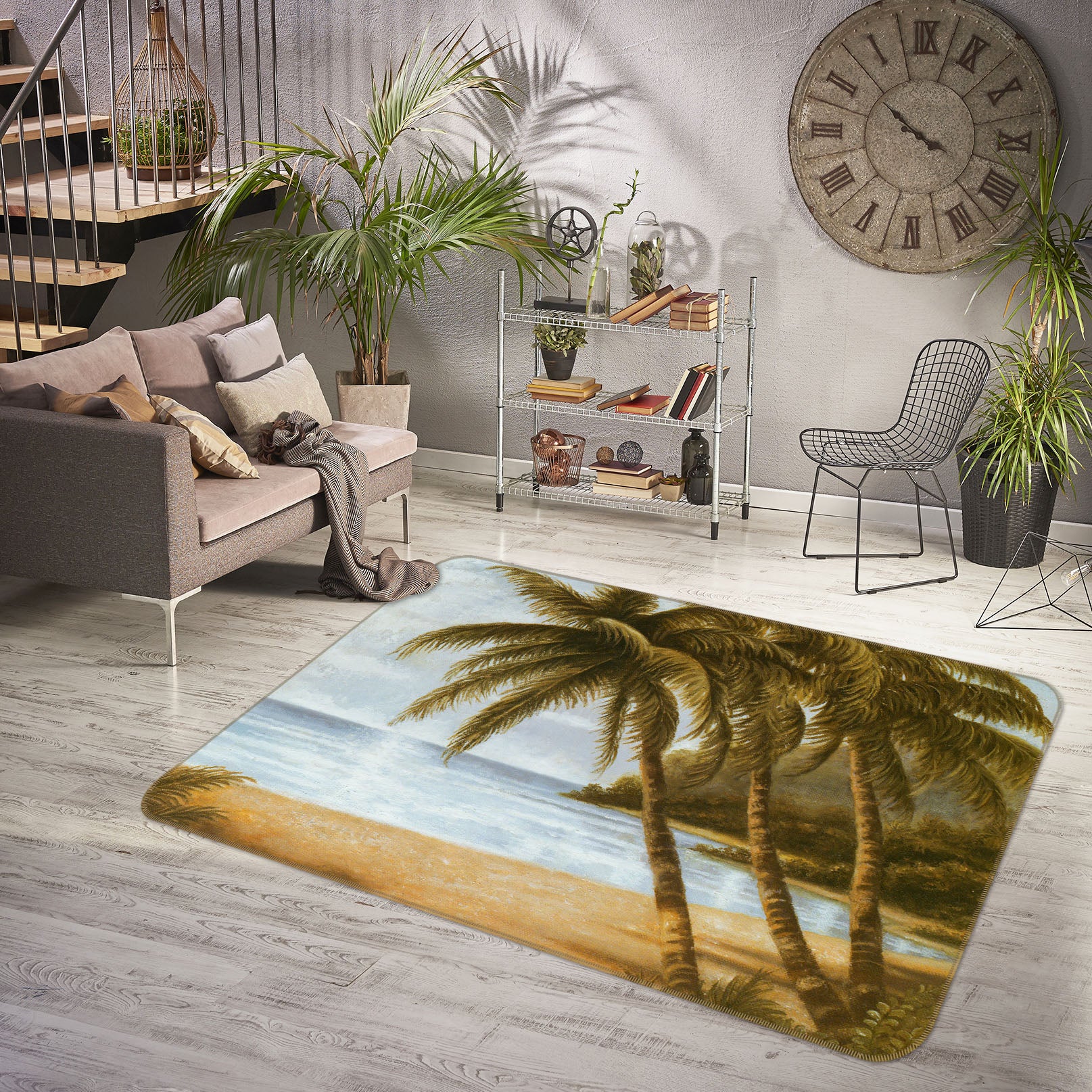 3D Coconut Tree 32026 Non Slip Rug Mat