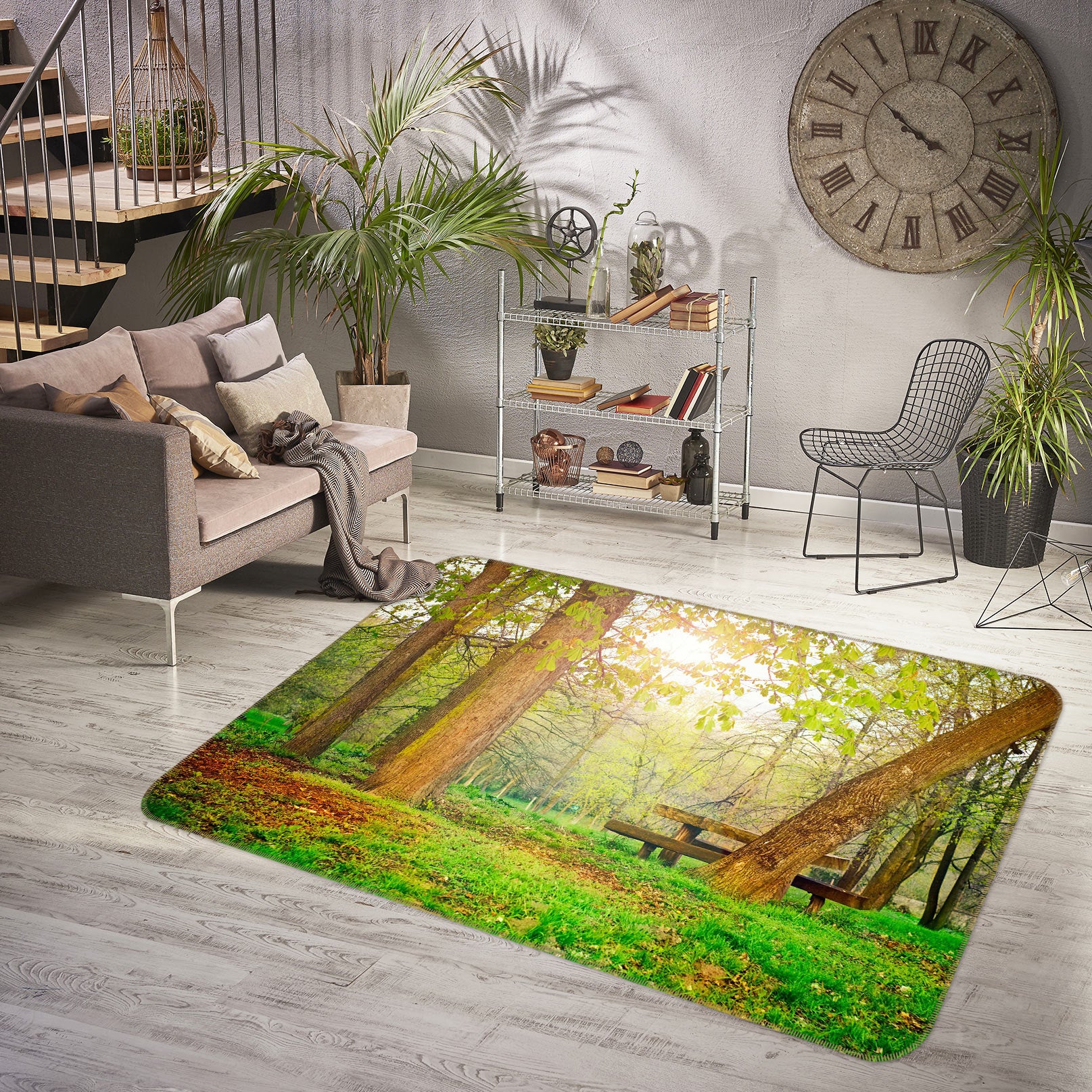 3D Grassland Trees 76256 Non Slip Rug Mat