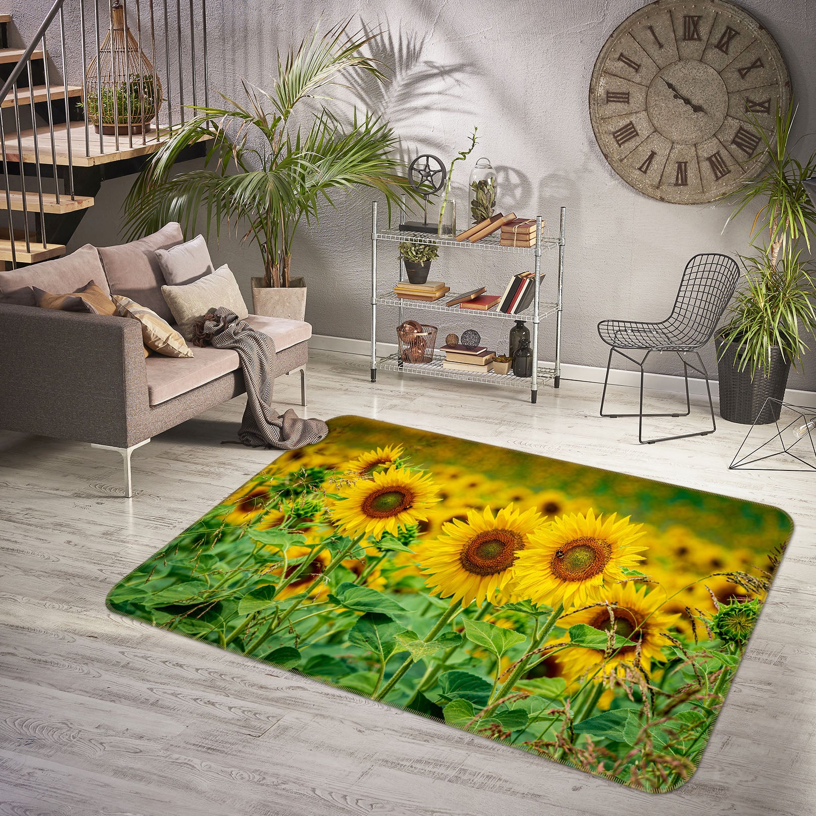 3D Sunflower Bush 29180 Non Slip Rug Mat