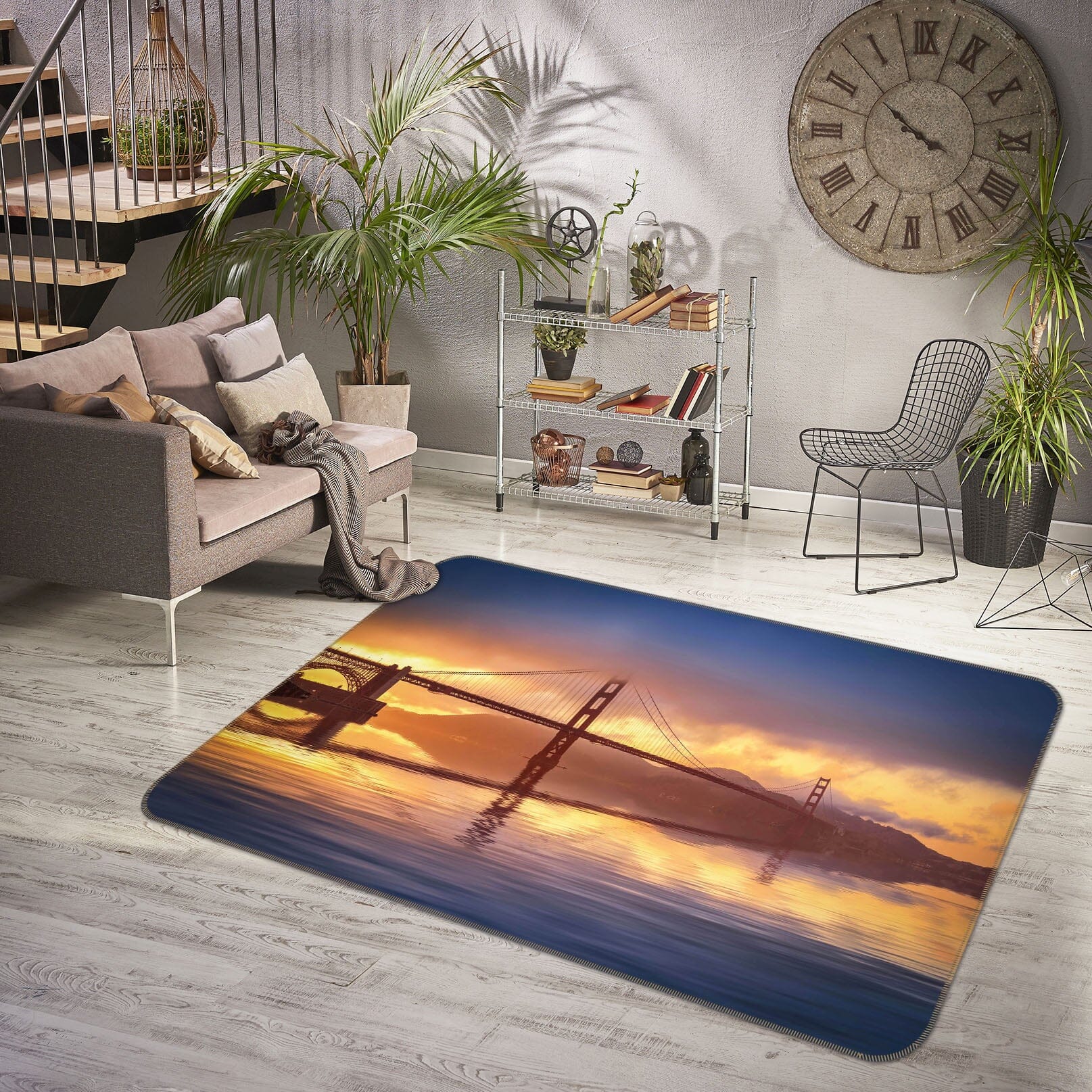 3D Dusk Bridge 1163 Marco Carmassi Rug Non Slip Rug Mat Mat AJ Creativity Home 