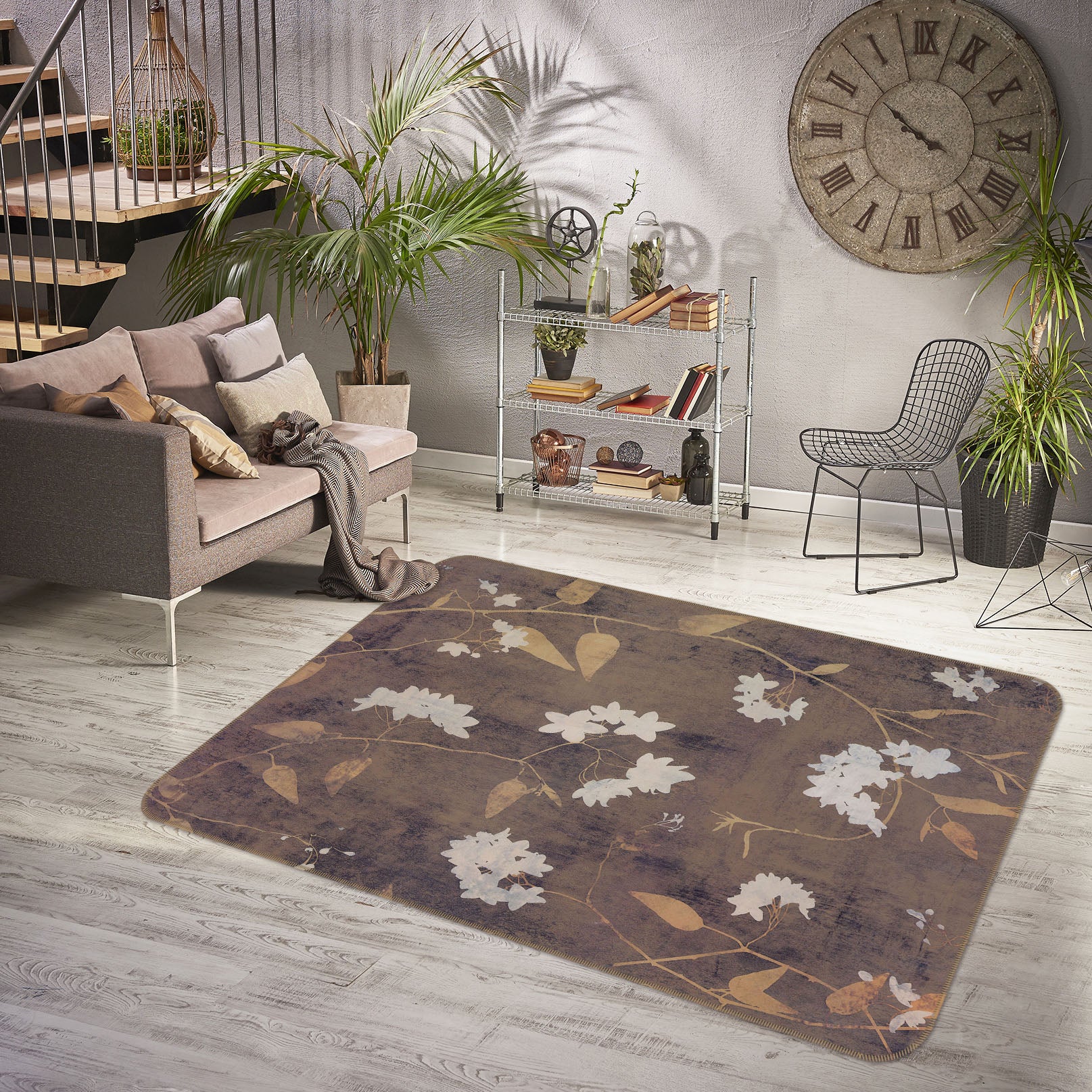 3D Flower Pattern 32075 Non Slip Rug Mat