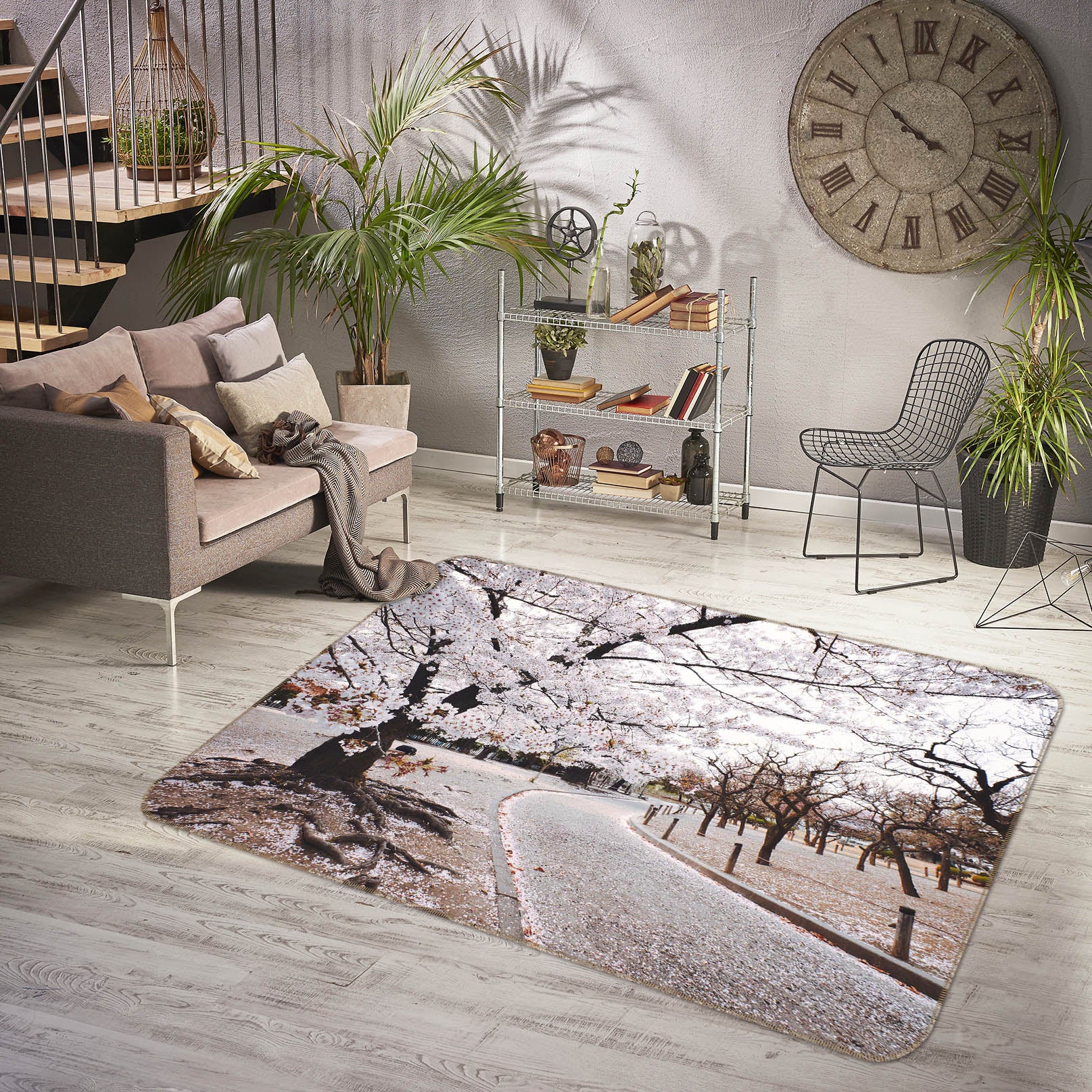 3D Cherry Tree Street 65107 Non Slip Rug Mat