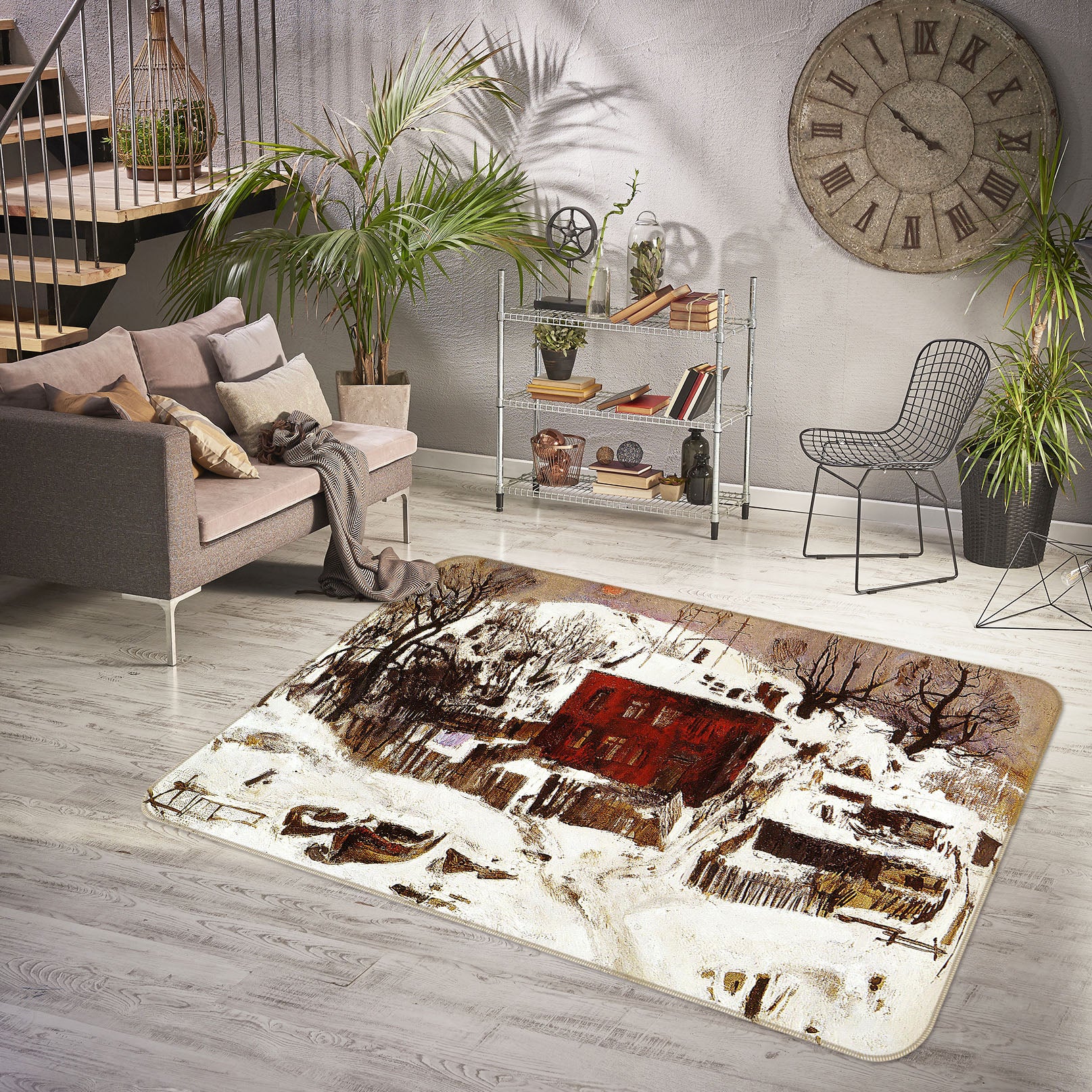 3D Snowfield Houses 33145 Non Slip Rug Mat