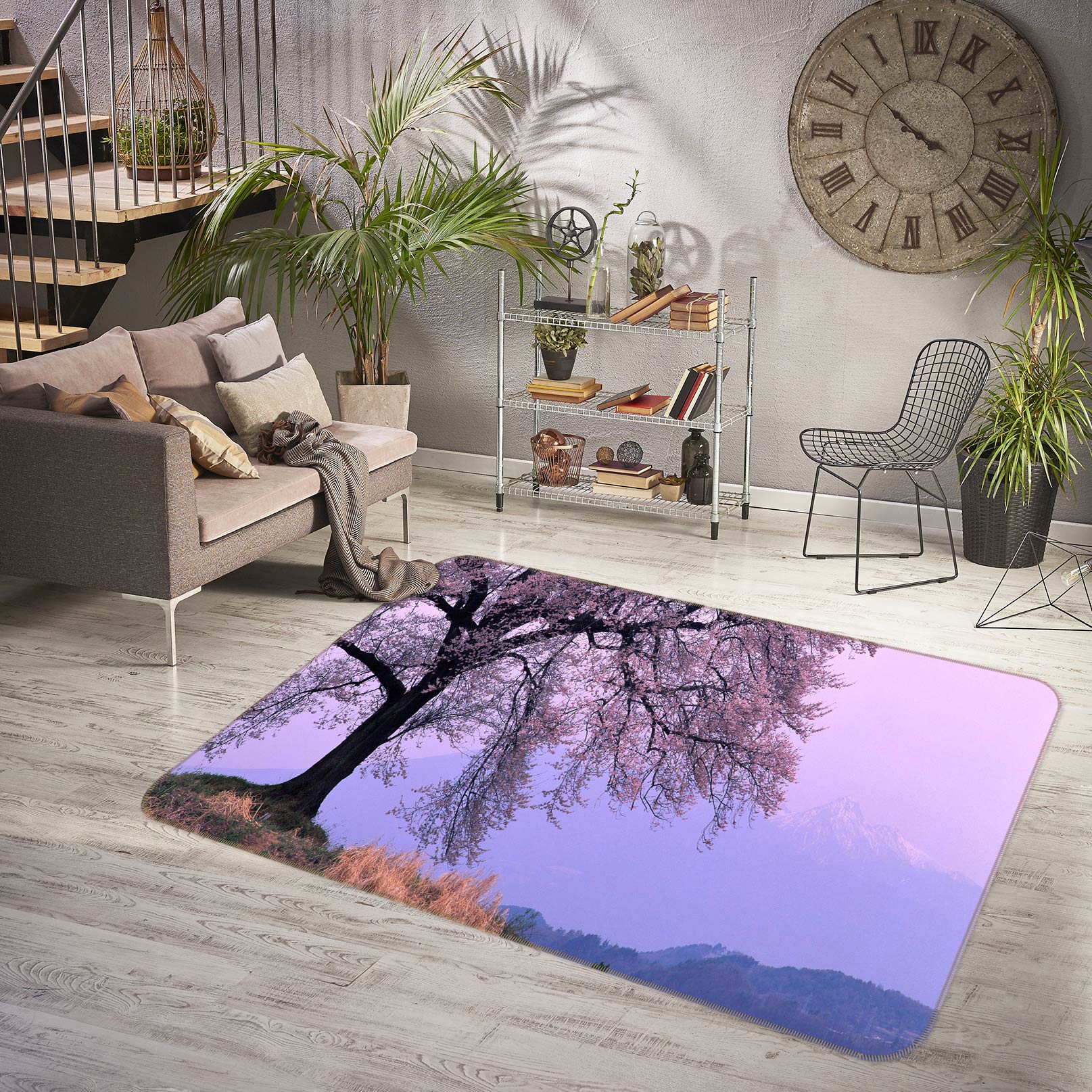 3D Trees Mountain 76026 Non Slip Rug Mat