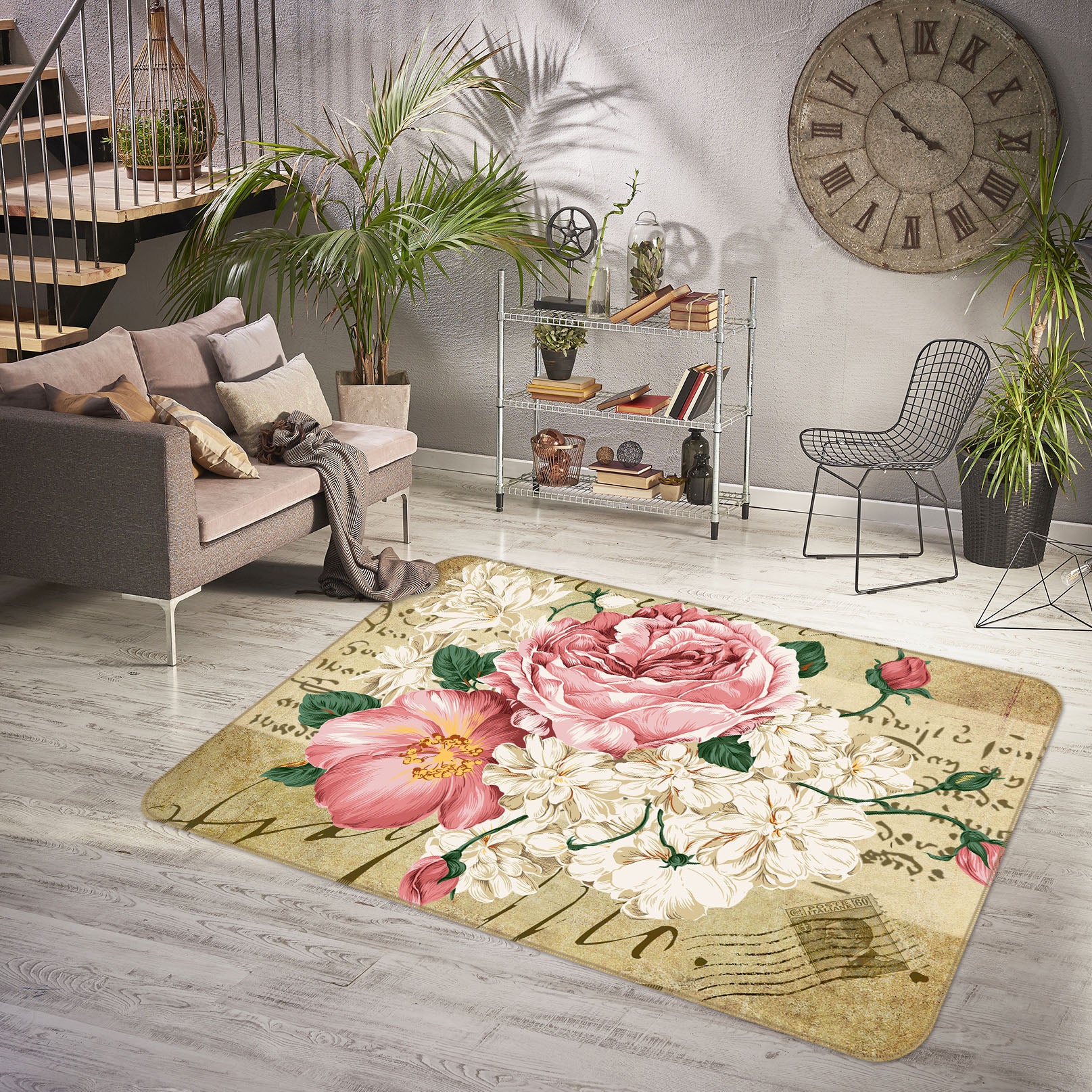 3D Pink Flower 33109 Non Slip Rug Mat