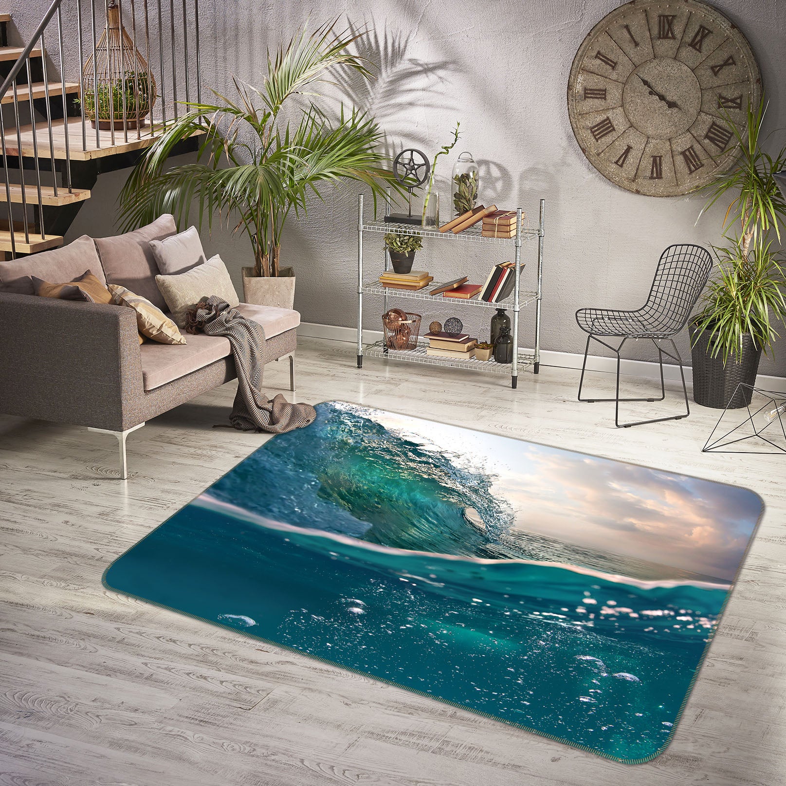 3D Waves Seawater 36029 Non Slip Rug Mat