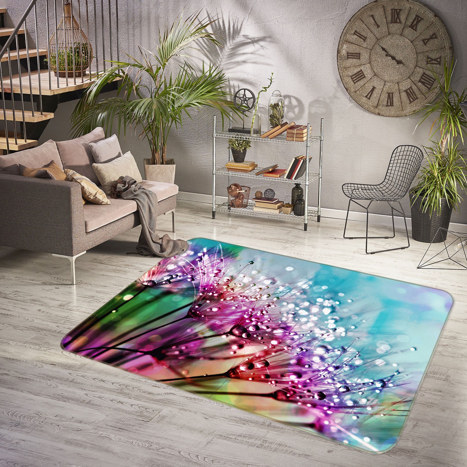 3D Flower Drops Water 76265 Non Slip Rug Mat